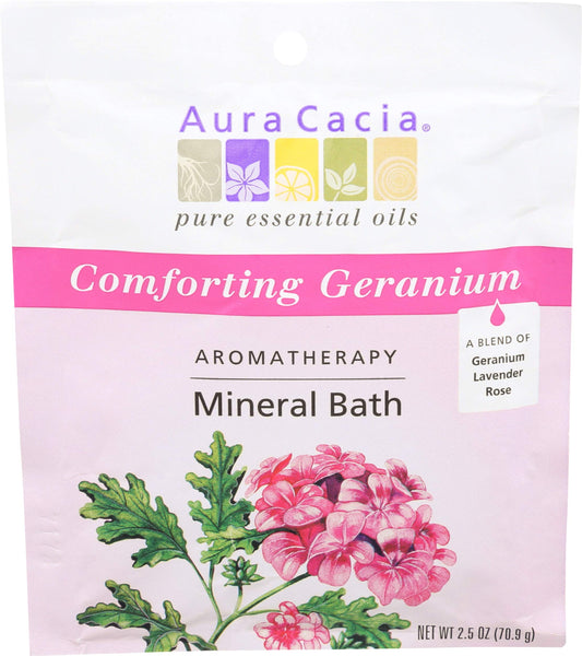 Aura Cacia Comforting Geranium Aromatherapy Mineral Bath 2.5 Oz. Packet Beauty and Personal Care Aura Cacia