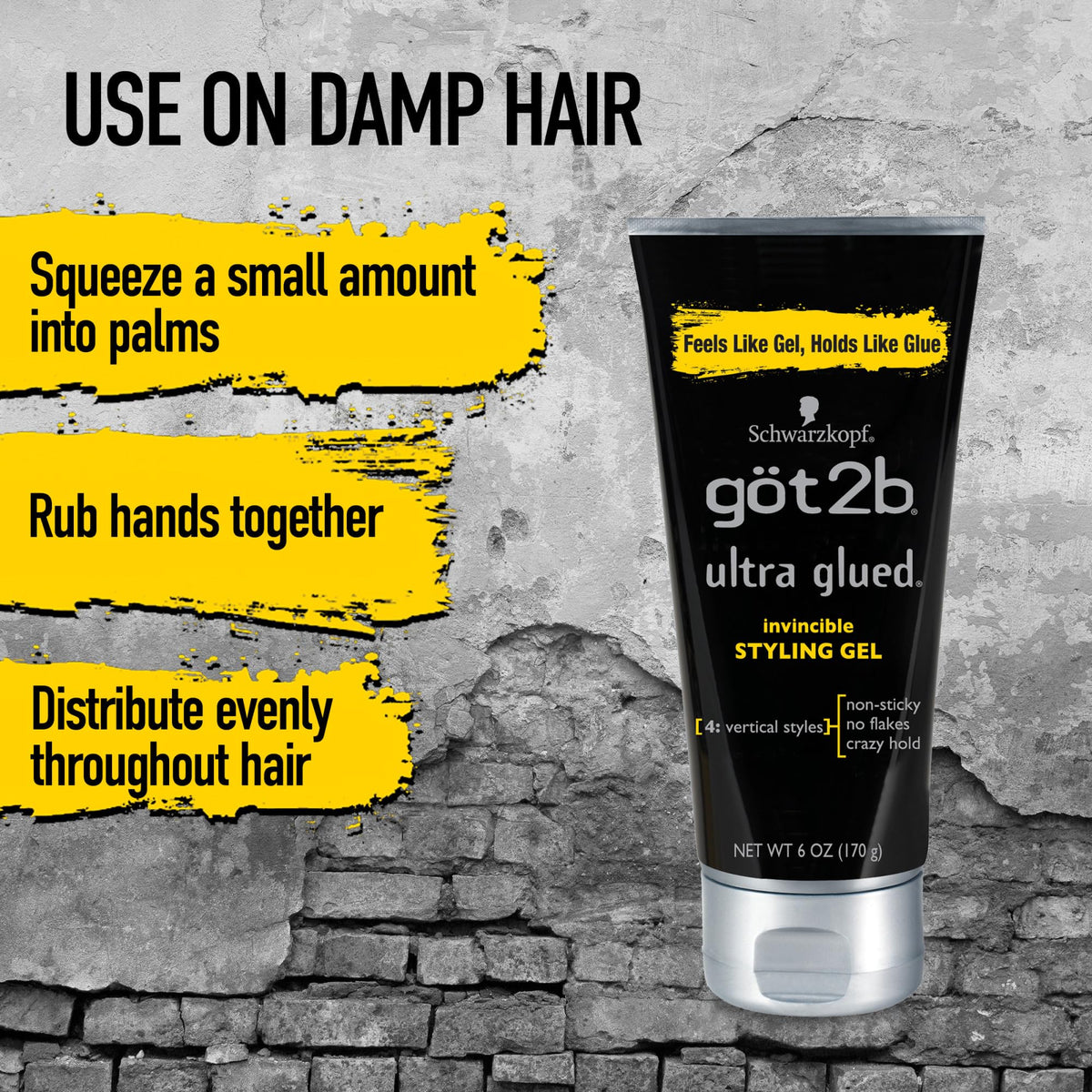 got2b Ultra Glued Invincible Styling Gel Set, 6 Fl Oz (2-Tube) + 1.25 Fl Oz Travel Size, Hair Gel for Men and Women with Extra Strong Hold Beauty & Personal Care Got2B