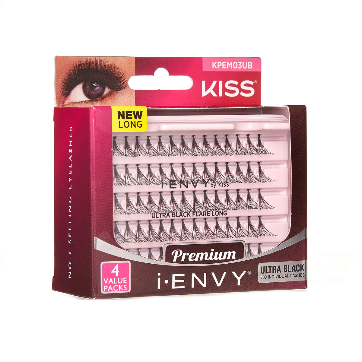 iENVY Knotted Individual Lash Ultra Black (Long) 2X Volume 4 Trays Multi Pack 280 Lashes Voluminous Glamorous Look Beauty & Personal Care i•ENVY
