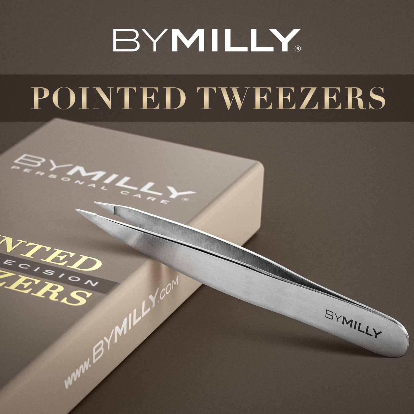 By MILLY Pointed Tweezers | High Carbon Stainless Steel Needle Nose | Fine Point Precision Hair Removal | Perfectly Aligned & Hand-Filed Sharp | Beauty & Personal Care By MILLY
