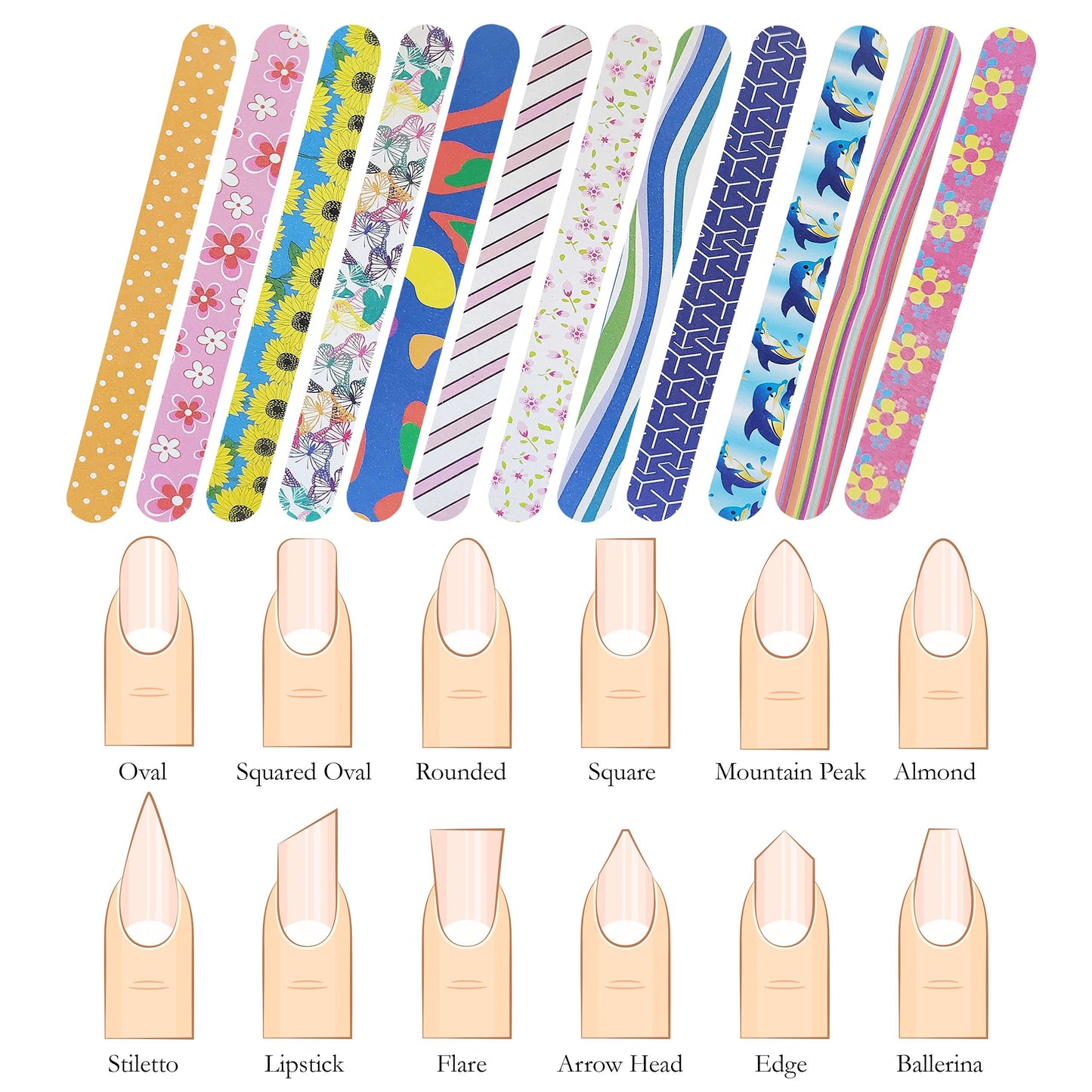 P2P Nails Colorful Nail File Strips - Double Sided Filers for Shaping and Smoothing Toenails and Fingernails - Manicure and Pedicure Nail Buffers - 12 Beauty & Personal Care P2P Nails