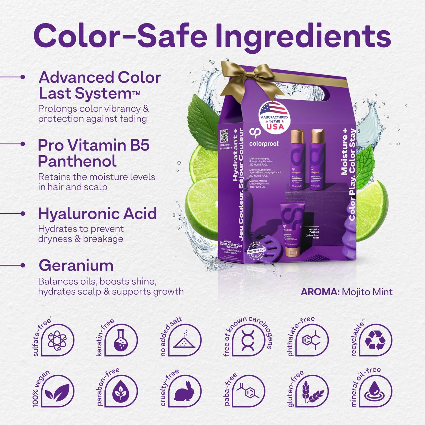 Colorproof Moisture Holiday Gift Set - Moisture Hair Shampoo (8.5 Fl. Oz.), Moisture Hair Conditioner (8.5 Fl. Oz.) with Moisture Masque Conditioner Beauty & Personal Care ColorProof
