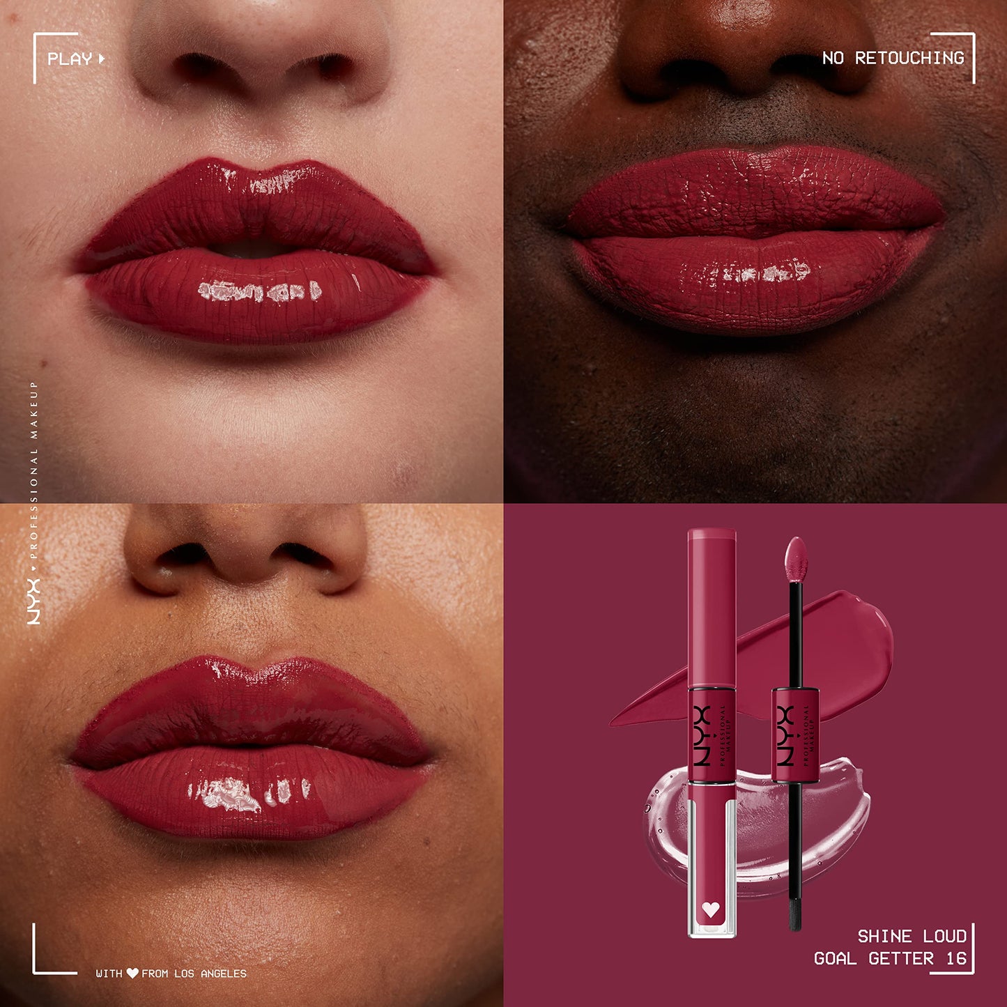 NYX PROFESSIONAL MAKEUP Shine Loud, Long-Lasting Liquid Lipstick with Clear Lip Gloss - Goal Getter (Deep Raspberry) Beauty & Personal Care NYX PROFESSIONAL MAKEUP