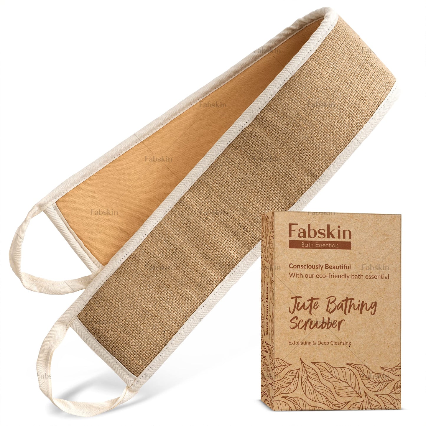 Fabskin Body Back Scrubber For Bathing - Made of Natural Organic Jute Fabric - Exfoliating & Deep Cleaning Back Scrub Belt Brush - For Men & Women Beauty and Personal Care FABSKIN