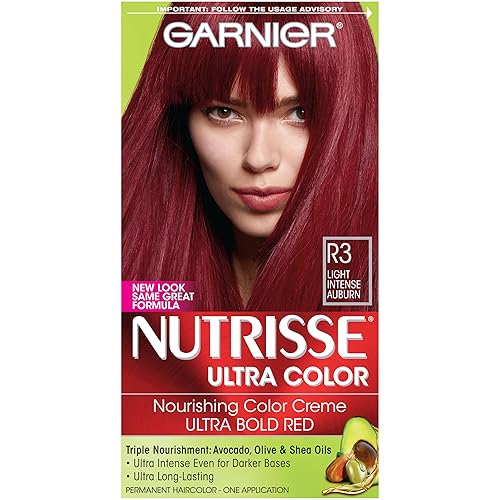 Garnier Nutrisse Ultra Color Nourishing Hair Color Creme, R3 Light Intense Auburn (Packaging May Vary), Pack of 1 Beauty & Personal Care Garnier