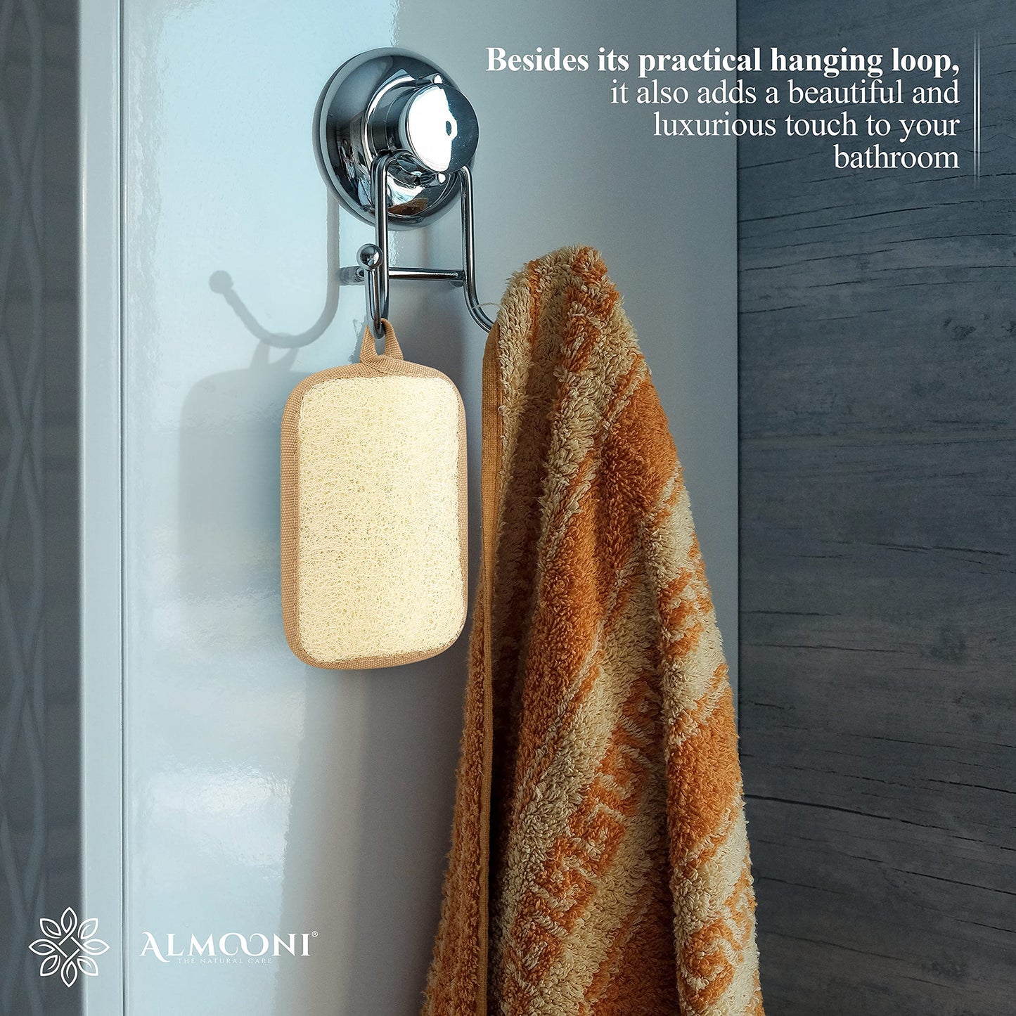 Almooni Premium Egyptian Exfoliating Loofah Pad Body Scrubber - Rectangular loofa Shape - Made with Natural Egyptian Shower lufa Sponge That Gets You Beauty & Personal Care ALMOONI