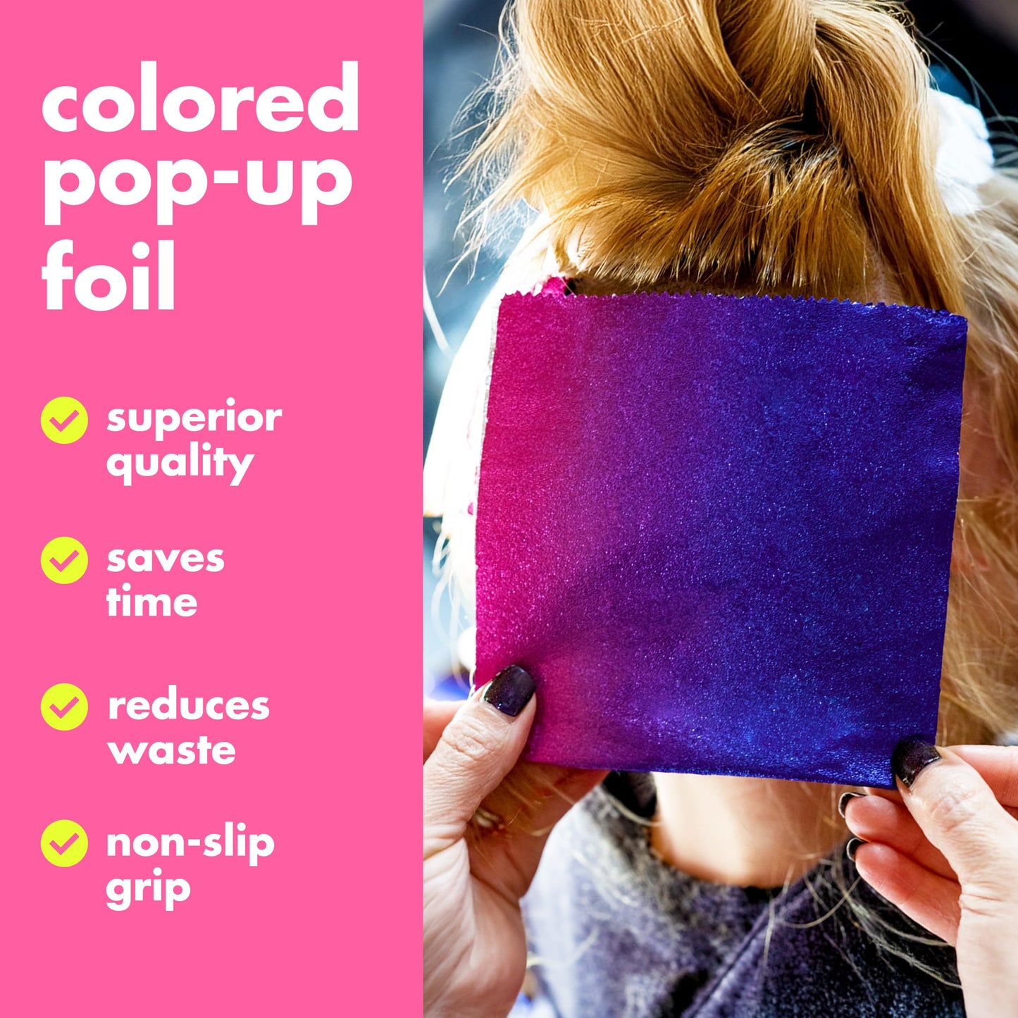 Colortrak Pink/Purple Gradient Pop-up Foil w/Dispenser (400 Count), Pre-cut Sheets, Non-Slip Embossed Texture, 5" x 10.75" Sheets for Hair Foil Beauty & Personal Care Colortrak