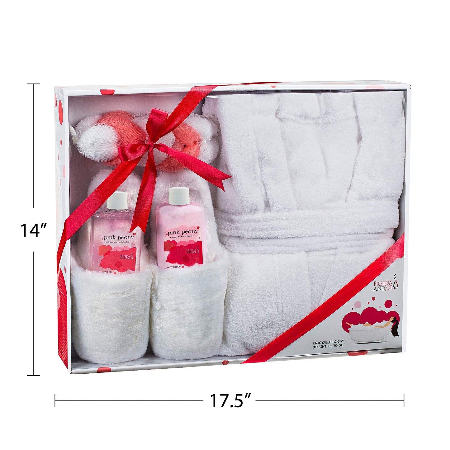 Luxury Home Spa Gift Basket with Pink Peony Scent - Indulgent Ultra Soft Bathrobe & Plush Slipper Spa Box for Women - Complete Bath & Body Set Luxury Beauty & Personal Care Freida and Joe