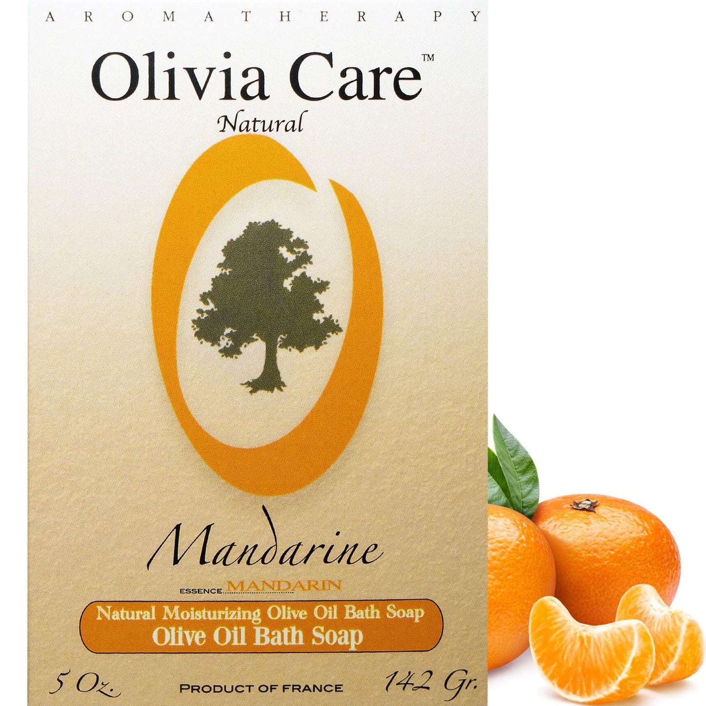 Olivia Care Mandarin Bar Soap - Pure Olive Oil |100% Natural Ingredients, Organic, Vegan - For Face & Body. Cold-Pressed Triple -Milled | Infused Beauty & Personal Care Olivia Care