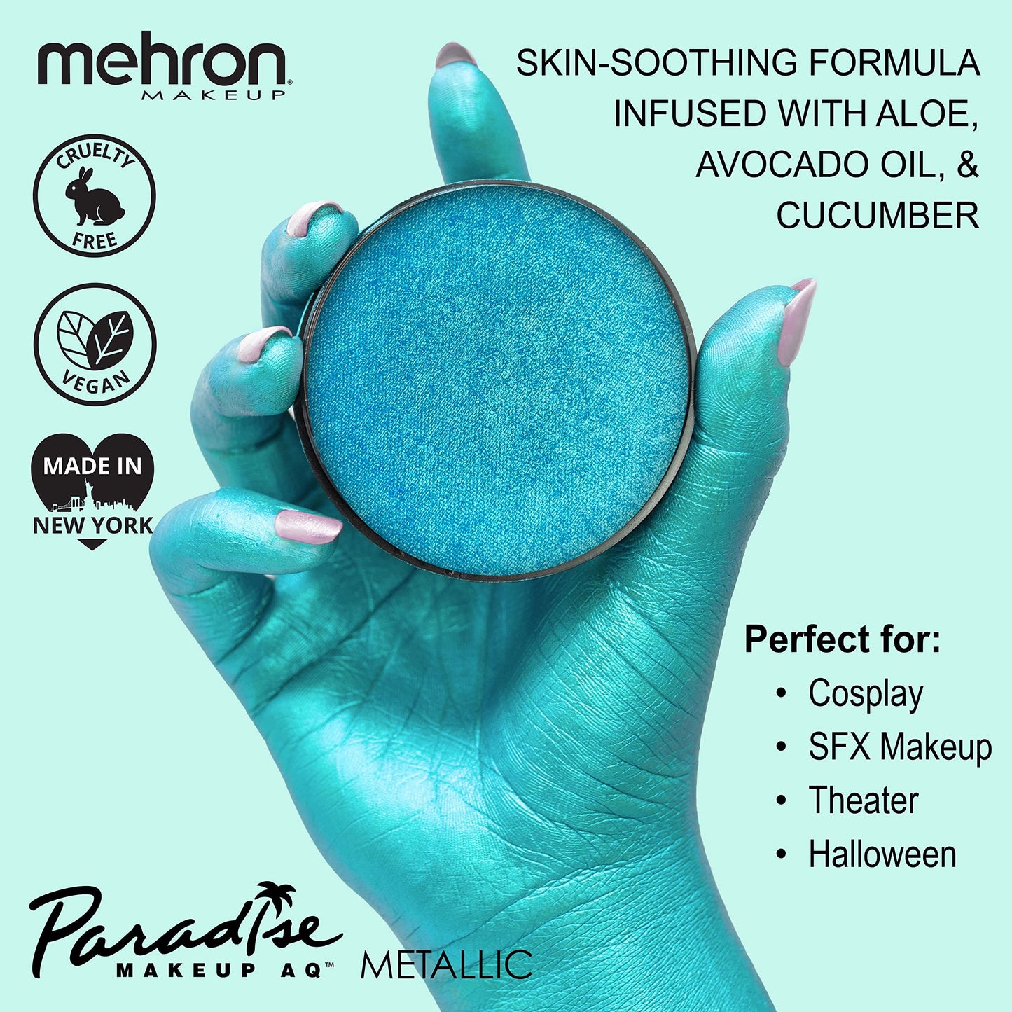 Mehron Paradise FX Metallics - Metallic Blue 1.4 oz | Professional Water Activated Shimmering Metallic Paint for Raves, Costumes, Special Effects Beauty & Personal Care Mehron