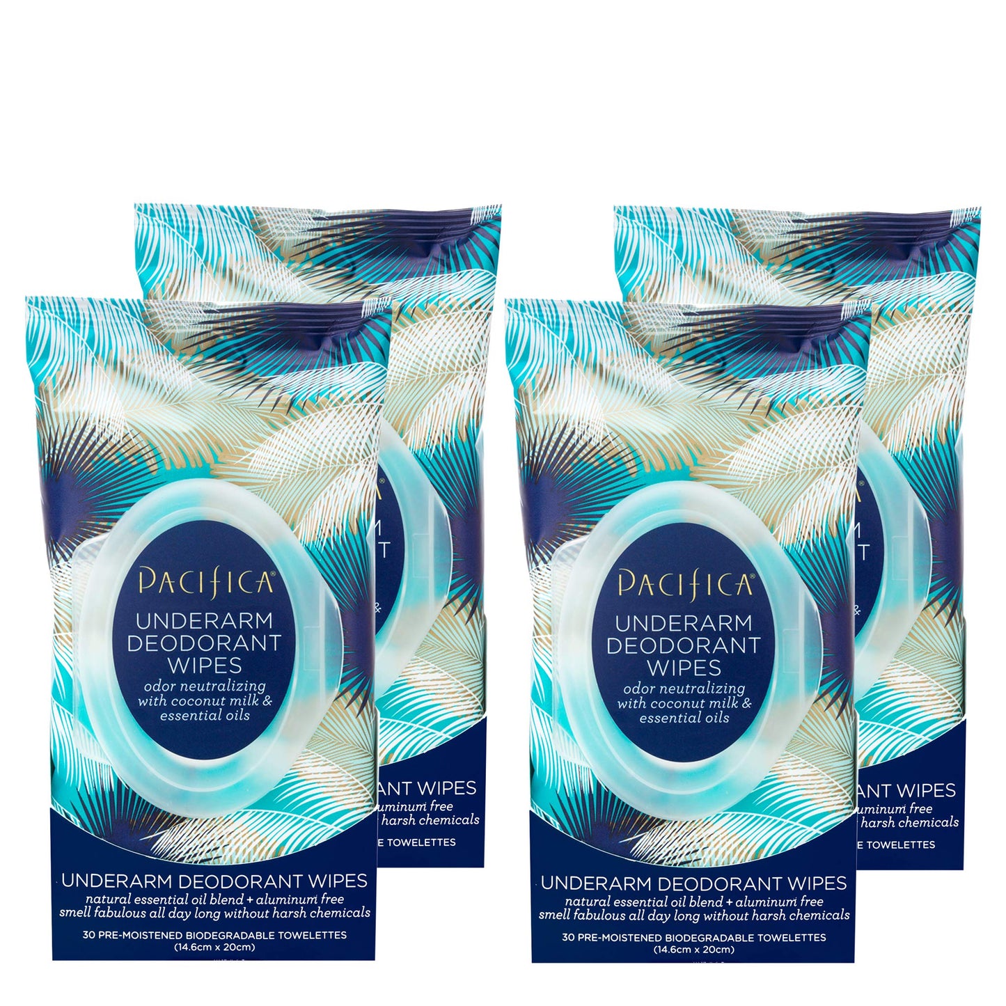 Pacifica Beauty Coconut Milk & Essential Oils Underarm Deodorant Wipes, Helps Remove Odor, Aluminum-Free, Vegan & Cruelty-Free, 30 Wipes (4-Pack) Beauty and Personal Care Pacifica