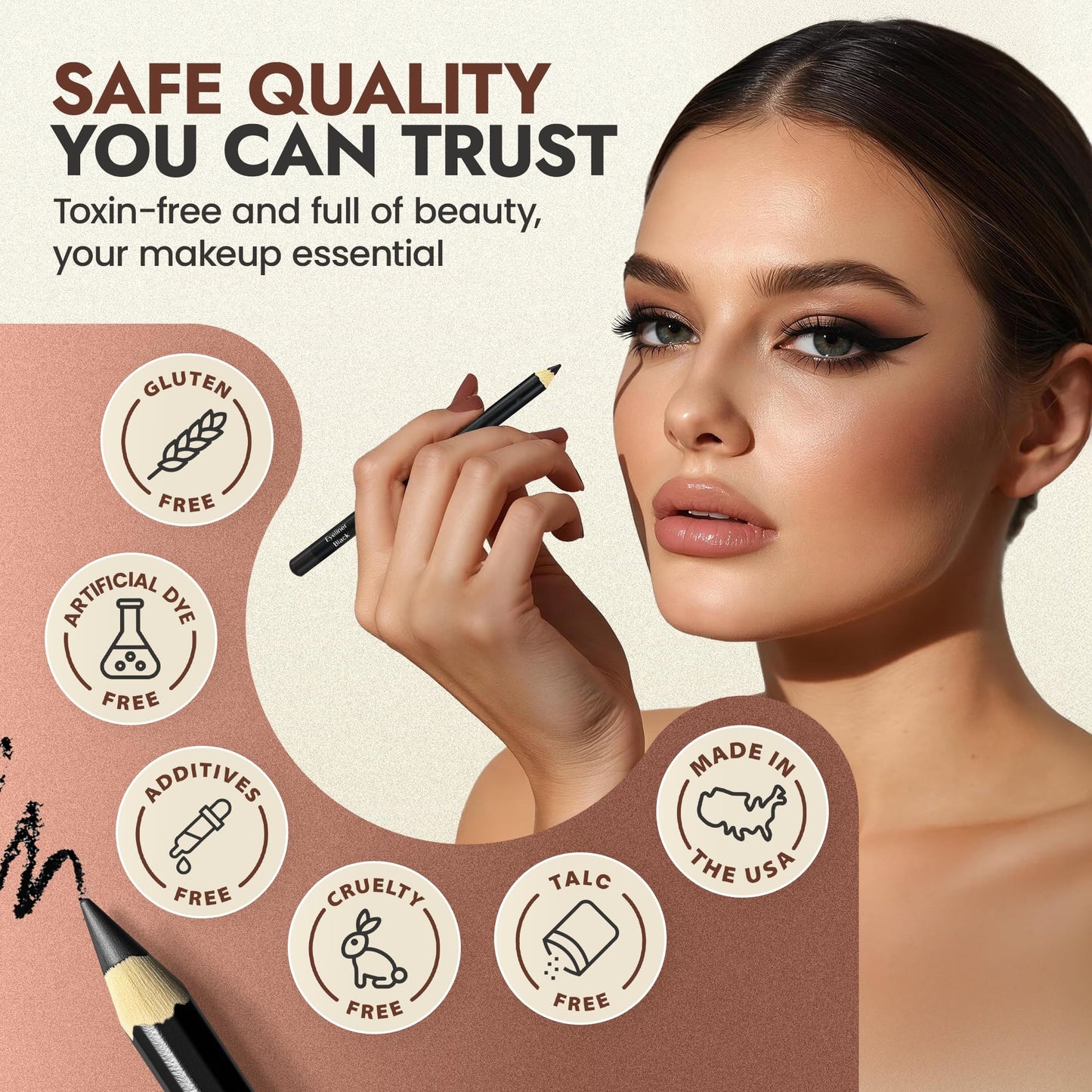 Natural Eyeliner Pencil, Black - Hypoallergenic, Water & Smudge Proof Eyeliner for sharp Lines and Defined Eyes - Long-Lasting, Organic & Cruelty-Free Beauty & Personal Care BaeBlu