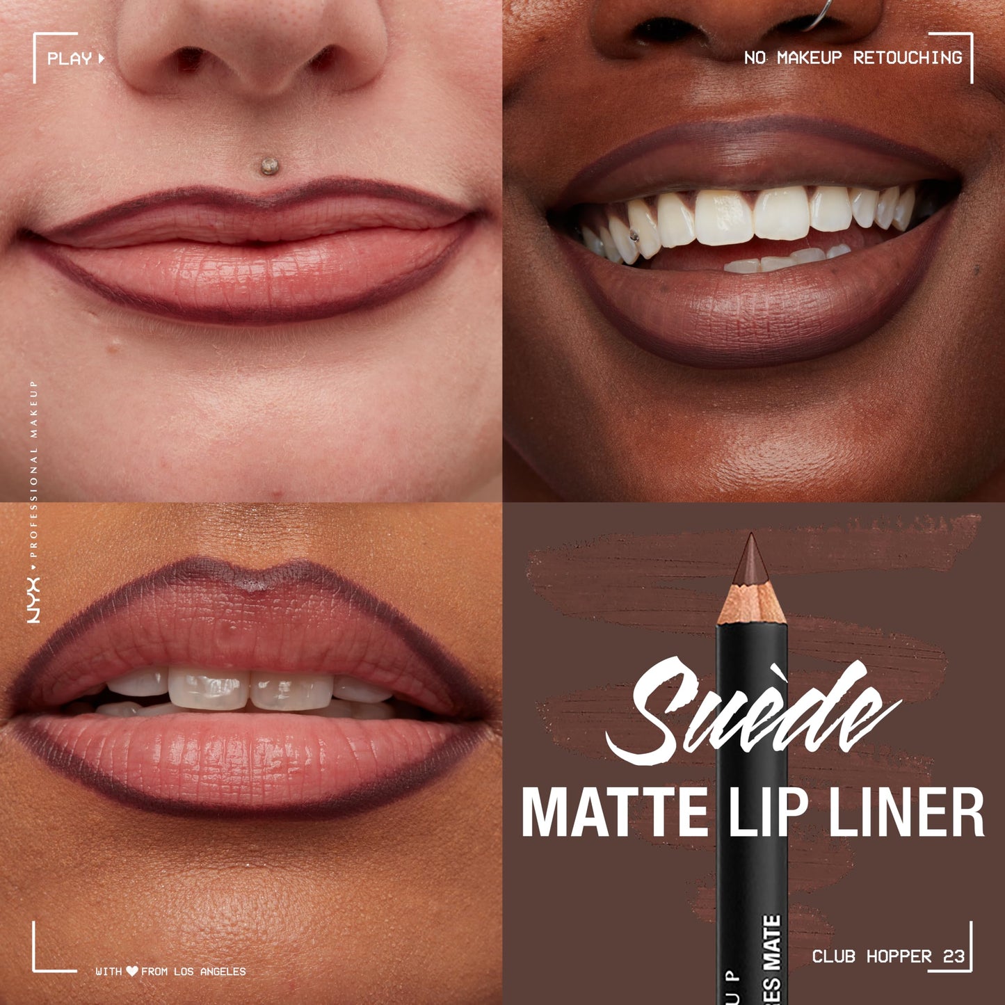 NYX PROFESSIONAL MAKEUP Suede Matte Lip Liner, Velvety-Smooth, Long-Lasting Formula For A Defined Lip Makeup Look - Club Hopper (Purple) Beauty & Personal Care NYX PROFESSIONAL MAKEUP