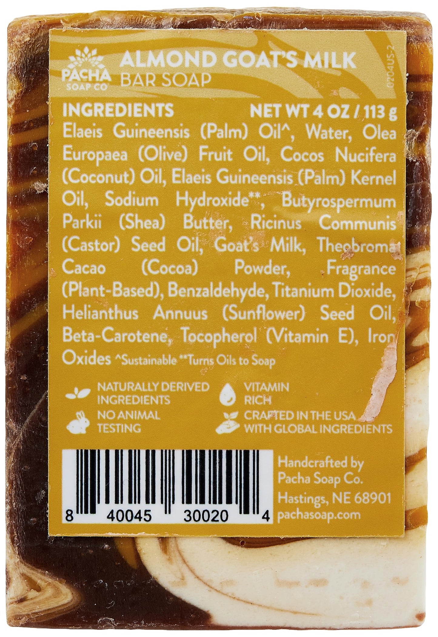 PACHA SOAP Almond Goat's Milk Bar Soap, 4 OZ Beauty & Personal Care Pacha Soap Co