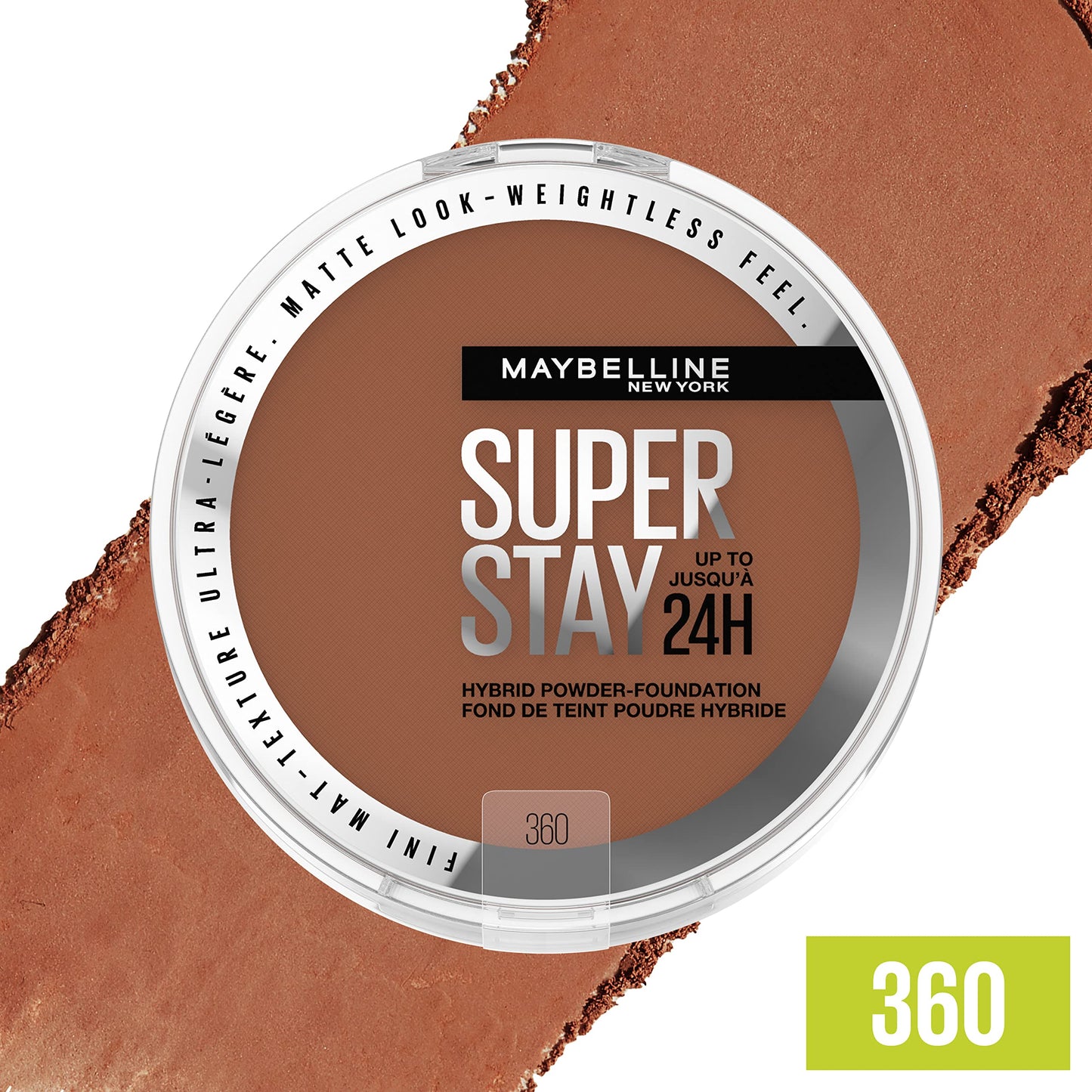 Maybelline Super Stay Up to 24HR Hybrid Powder-Foundation, Medium-to-Full Coverage Makeup, Matte Finish, 360, 1 Count Beauty & Personal Care MAYBELLINE
