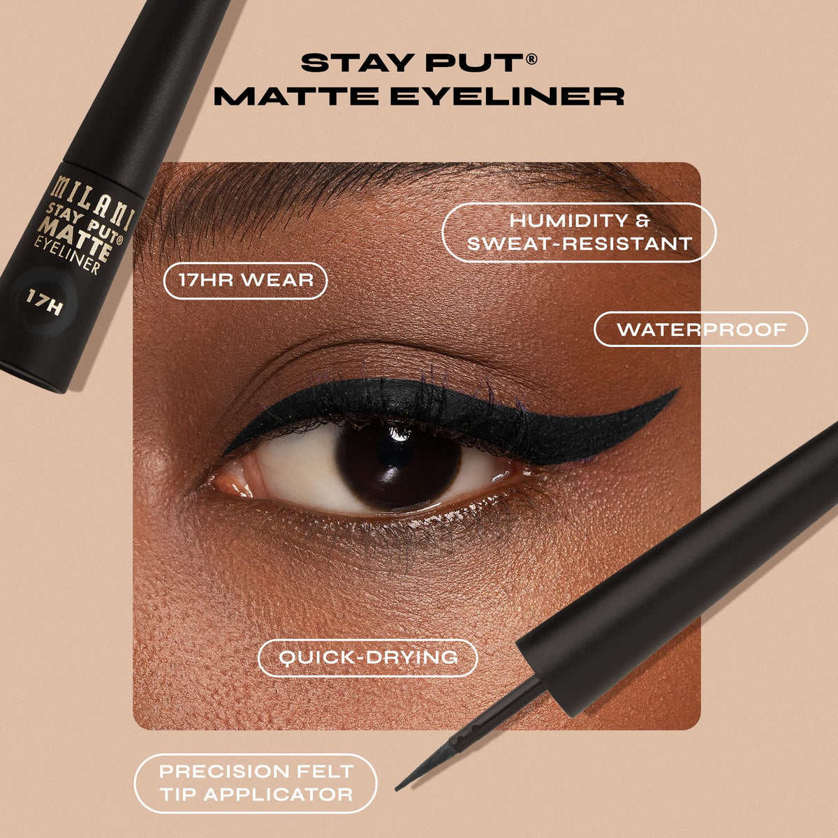 Milani Stay Put Matte Liquid Liner, 01 Black Matte Beauty & Personal Care Milani