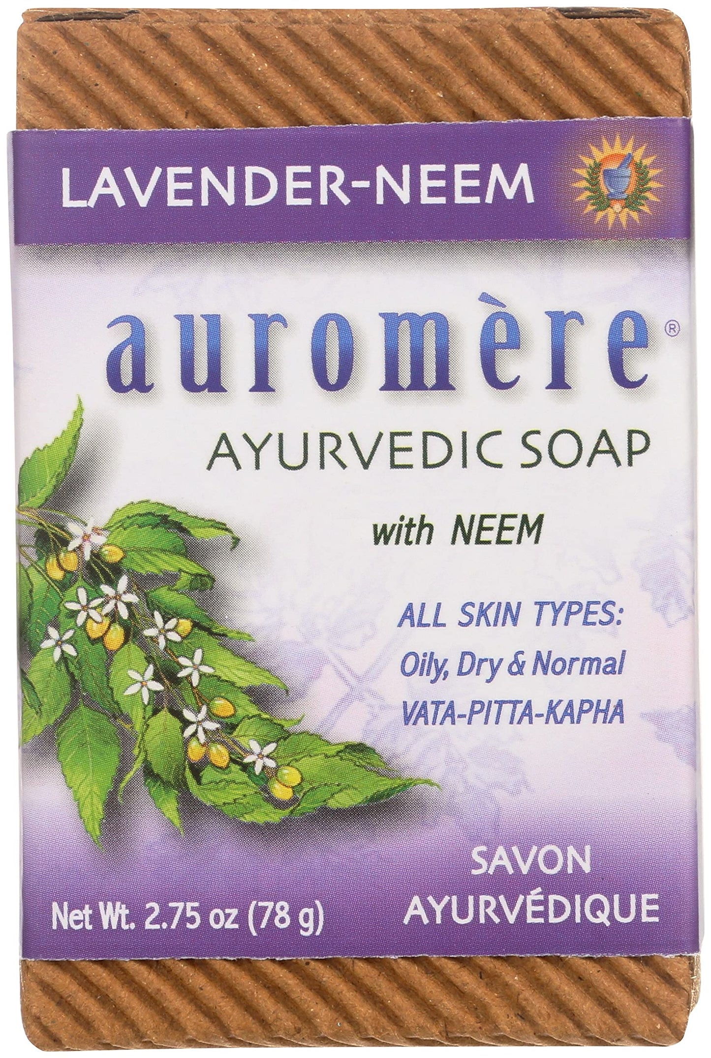 Auromere Ayurvedic Bar Soap, Lavender Neem - Eco Friendly, Handmade, Vegan, Cruelty Free, Natural, Non GMO (2.75 oz), 1 pack Beauty & Personal Care Auromere