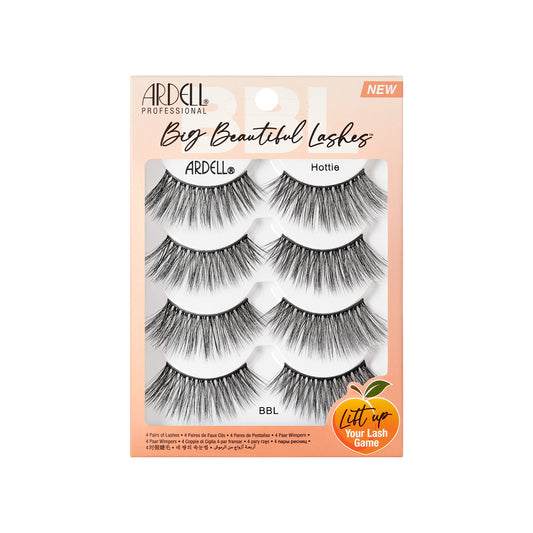 Ardell Big Beautiful Lashes BBL Hottie - Voluminous False Eyelashes with Fluffy Texture for Dramatic Eye Looks, 4 Pairs