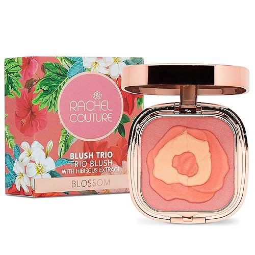 Rachel Couture Compact Blush Trio for All Over Radiant Glow | Infused with Hibiscus Extract | Vegan & Cruelty-Free - 0.32 Oz - Blossom Beauty & Personal Care Rachel Couture