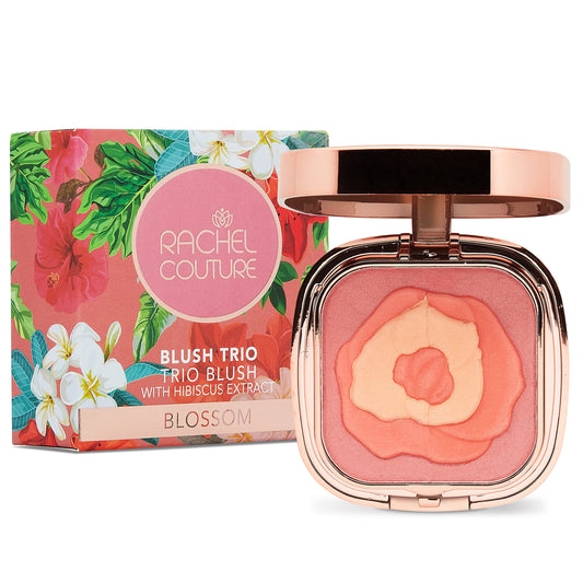 Rachel Couture Compact Blush Trio for All Over Radiant Glow | Infused with Hibiscus Extract | Vegan & Cruelty-Free - 0.32 Oz - Blossom Beauty & Personal Care Rachel Couture