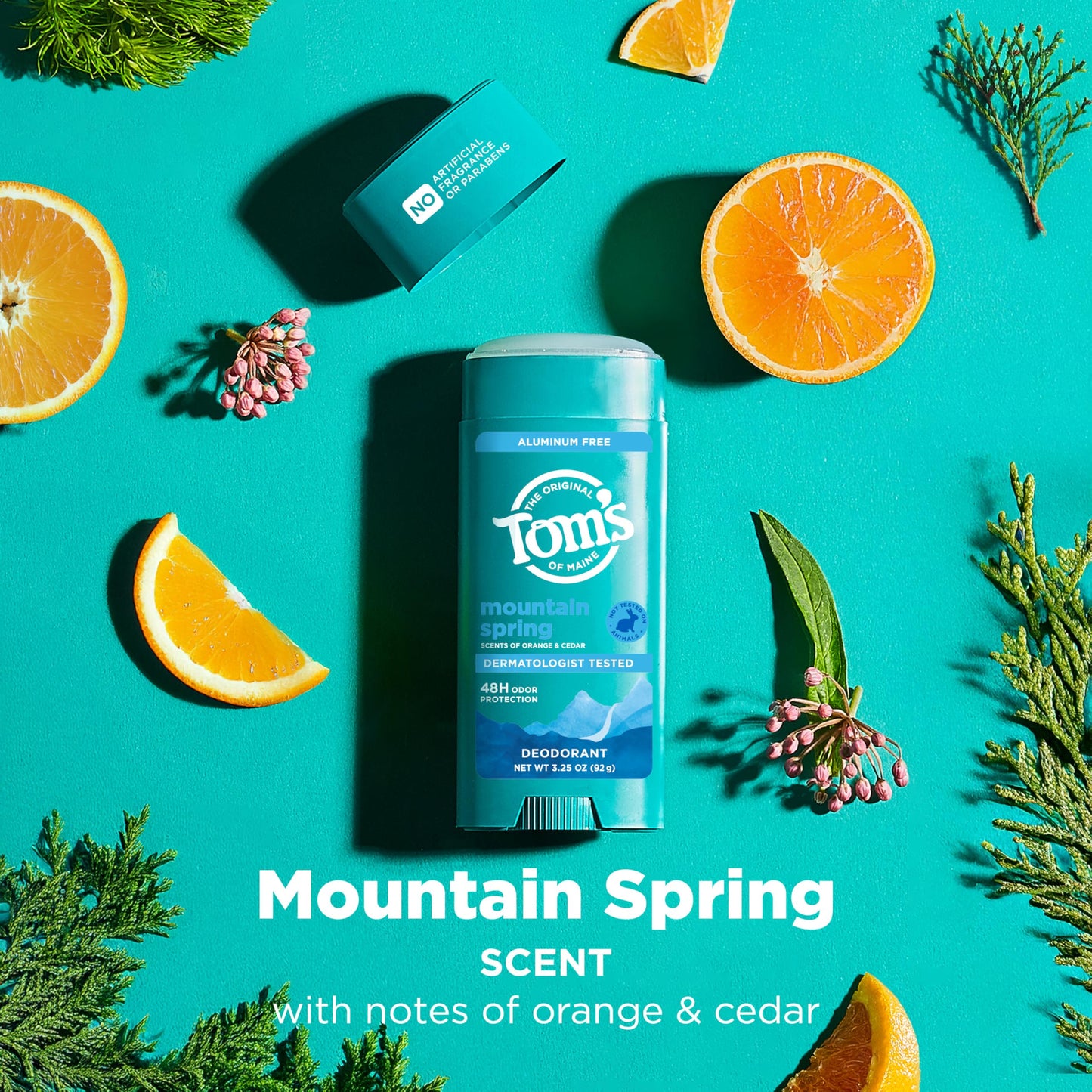 Tom’s of Maine Mountain Spring Natural Deodorant for Men and Women, Aluminum Free, No Artificial Fragrances, Dyes, or Preservatives, Baking Soda Free Beauty and Personal Care Tom's of Maine