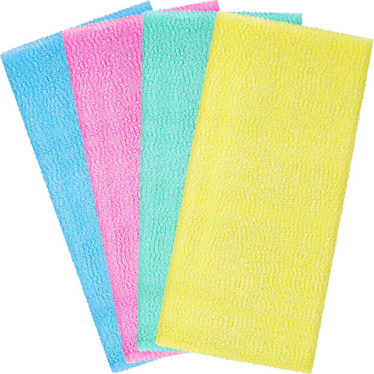 Boao 4 Pieces Exfoliating Washcloth Towel Japanese Washcloth African Sponge Skin Bath Wash Towel Korean Loofah Bath Cloth Shower for Body 35 Inches Beauty & Personal Care Boao