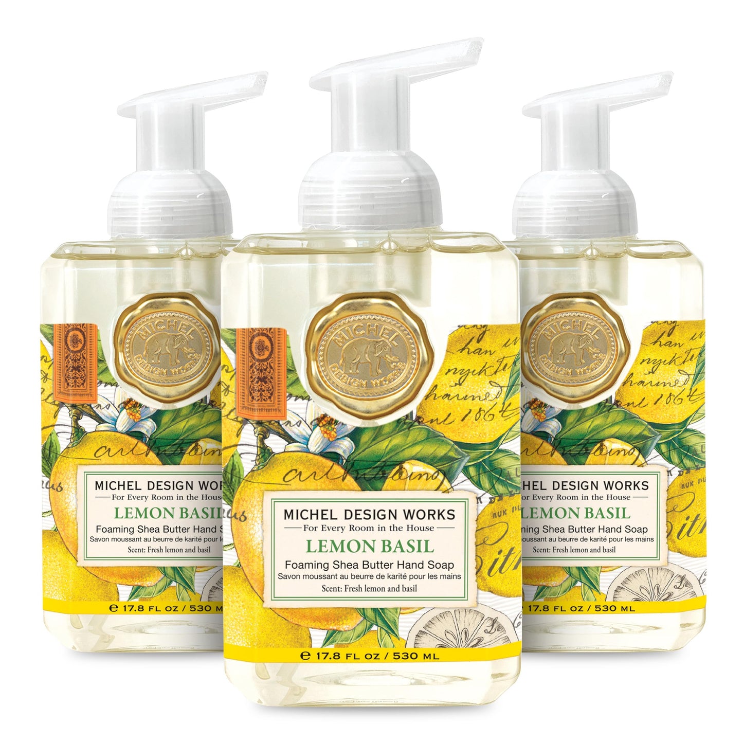 Michel Design Works Foaming Hand Soap, Lemon Basil, 3-Pack, 17.8 Fl oz Each Beauty & Personal Care Michel Design Works