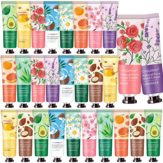 28 Pack Hand Cream Gifts for Women,Stocking Stuffers for Women,Teen Girls,Christmas Gifts for Teacher,Appreciation Gifts Bulk Gifts,Natural Plant Beauty & Personal Care CRISTALBOX