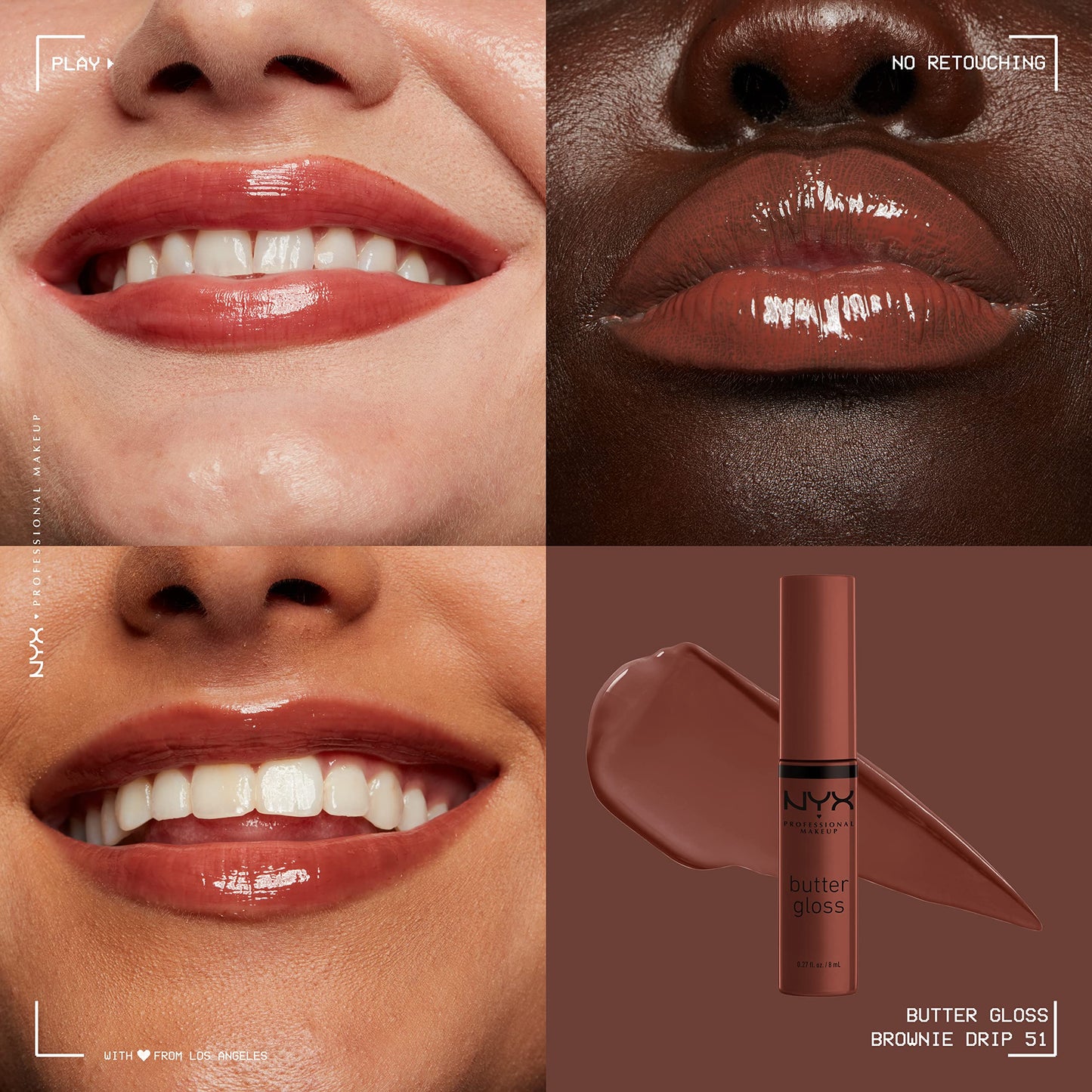 NYX PROFESSIONAL MAKEUP Butter Gloss Brown Sugar, Non-Sticky Lip Gloss - Brownie Drip (Deep Brown) Beauty & Personal Care NYX PROFESSIONAL MAKEUP