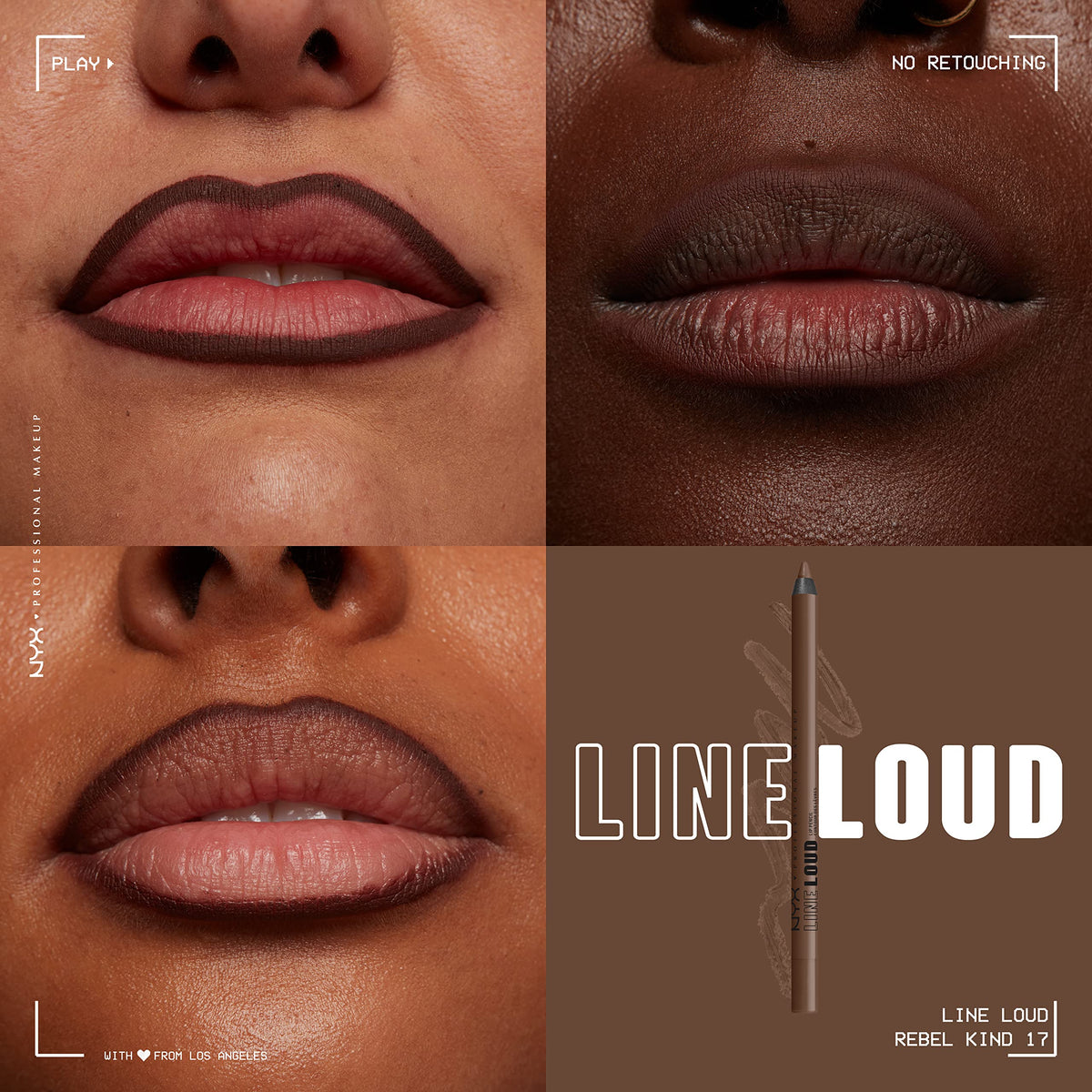NYX PROFESSIONAL MAKEUP Line Loud Lip Liner, Longwear and Pigmented Lip Pencil with Jojoba Oil & Vitamin E - Rebel Kind (Chocolate Brown) Beauty & Personal Care NYX PROFESSIONAL MAKEUP