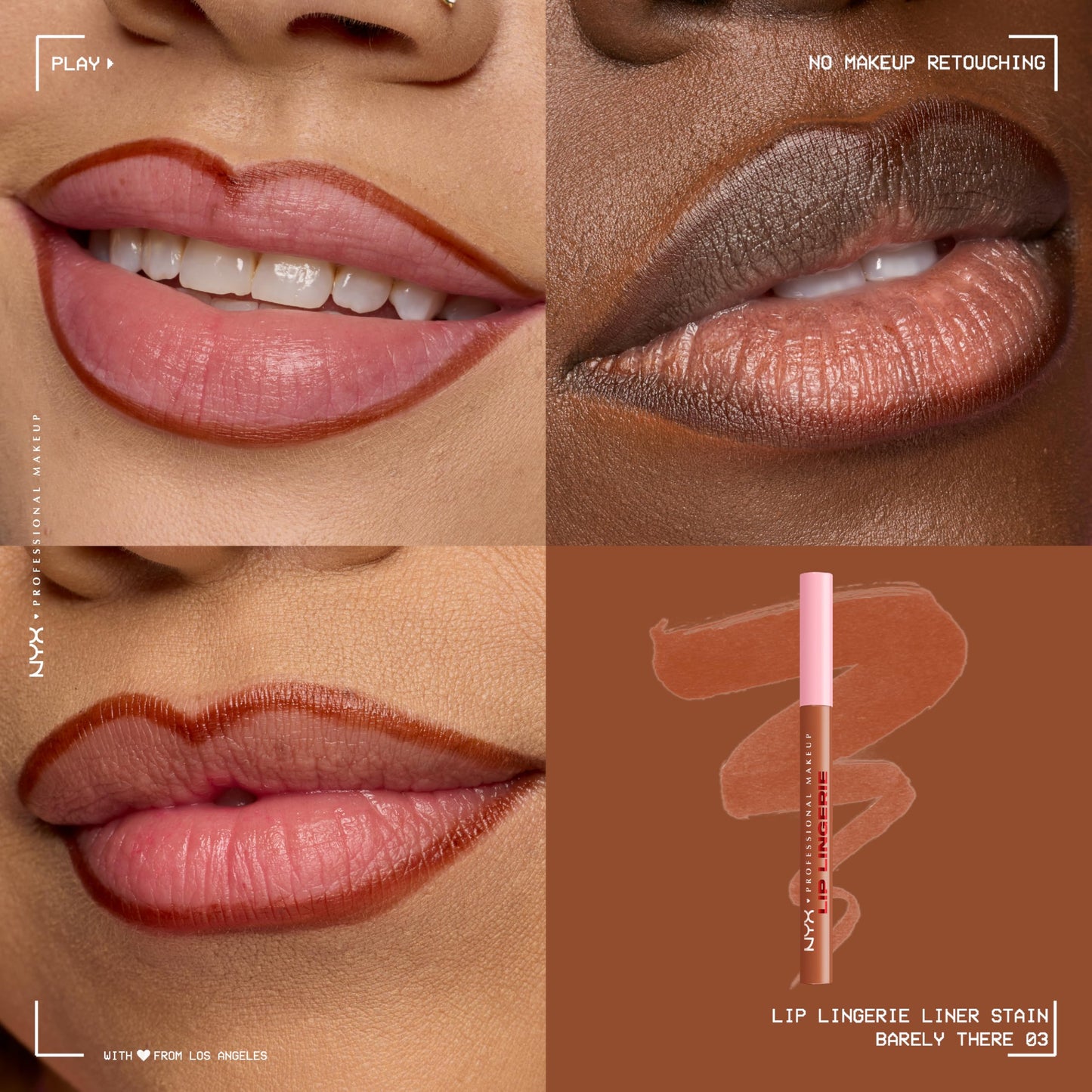 NYX PROFESSIONAL MAKEUP Lip Lingerie Liner Stain, Seamless Make Up with All-Day Color, Waterproof Lip Stain Finish - Barely There (Peach Nude) Beauty & Personal Care NYX PROFESSIONAL MAKEUP