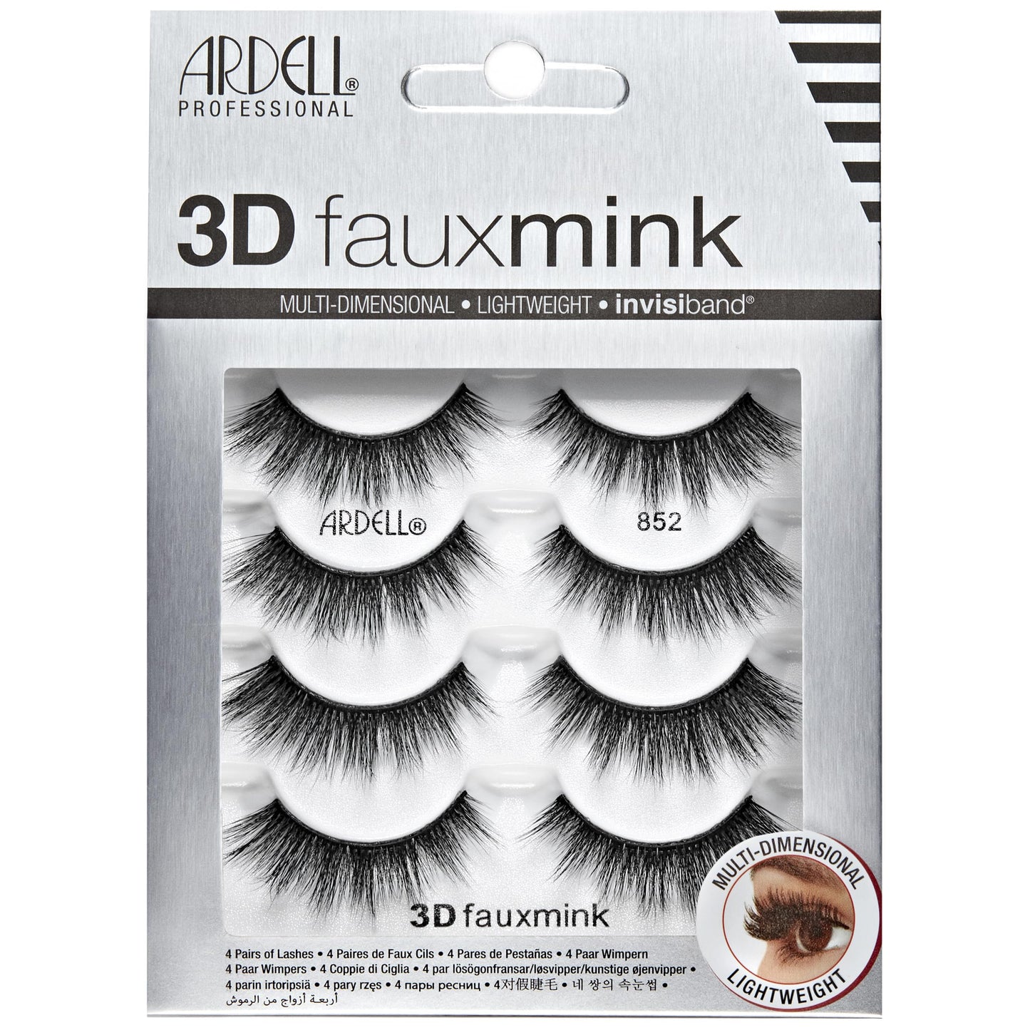 Ardell 3D Faux Mink Lashes False Eyelashes 852 - Fluffy Volume Strip Wispy Lashes for a Natural Glam Look, 4 Pairs Beauty & Personal Care Ardell