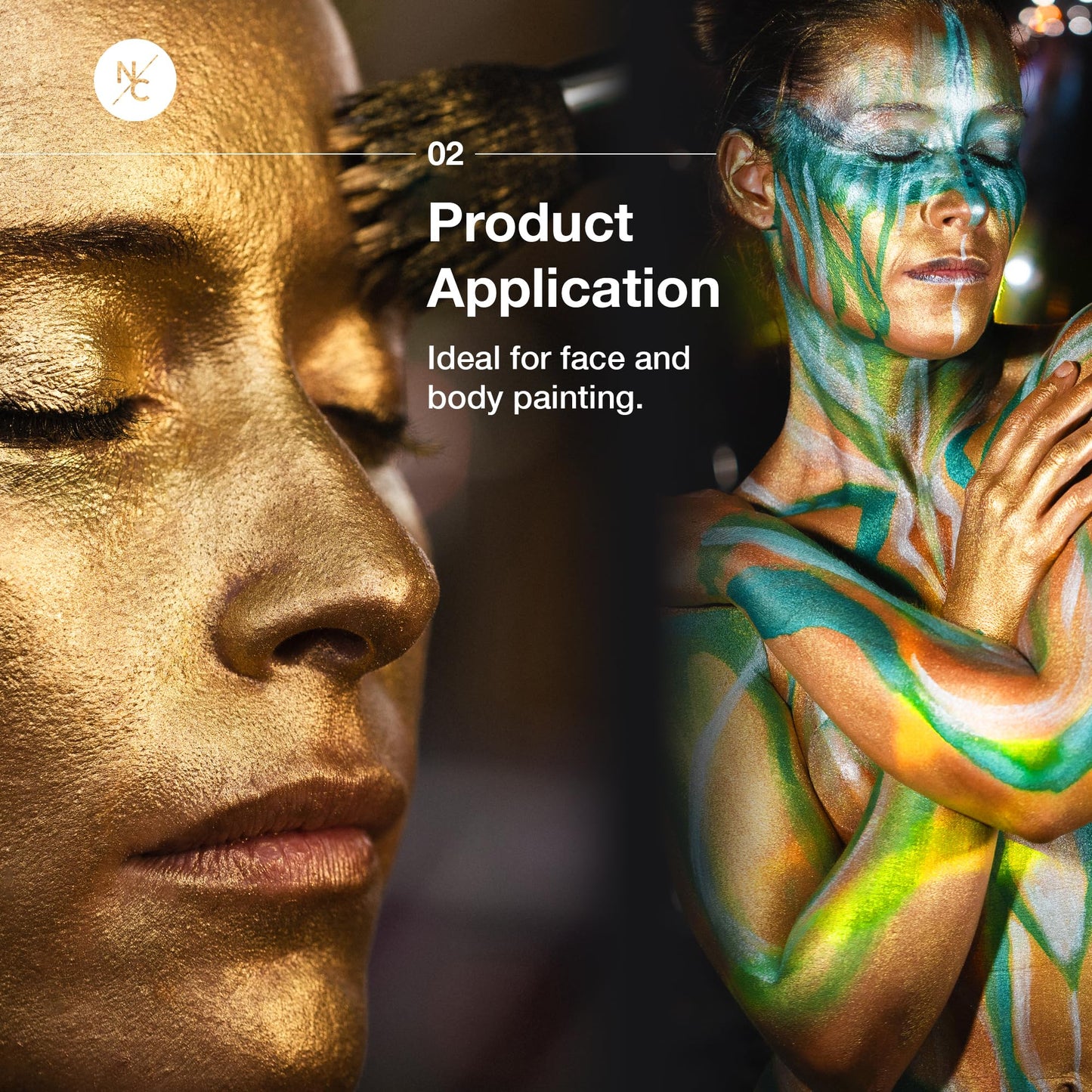 Narrative Cosmetics Water-Activated Face & Body Paint - Highly Pigmented, Long-Lasting Face & Body Paint for SFX, Cosplay, and Artistic Makeup - Gold Beauty & Personal Care Narrative Cosmetics