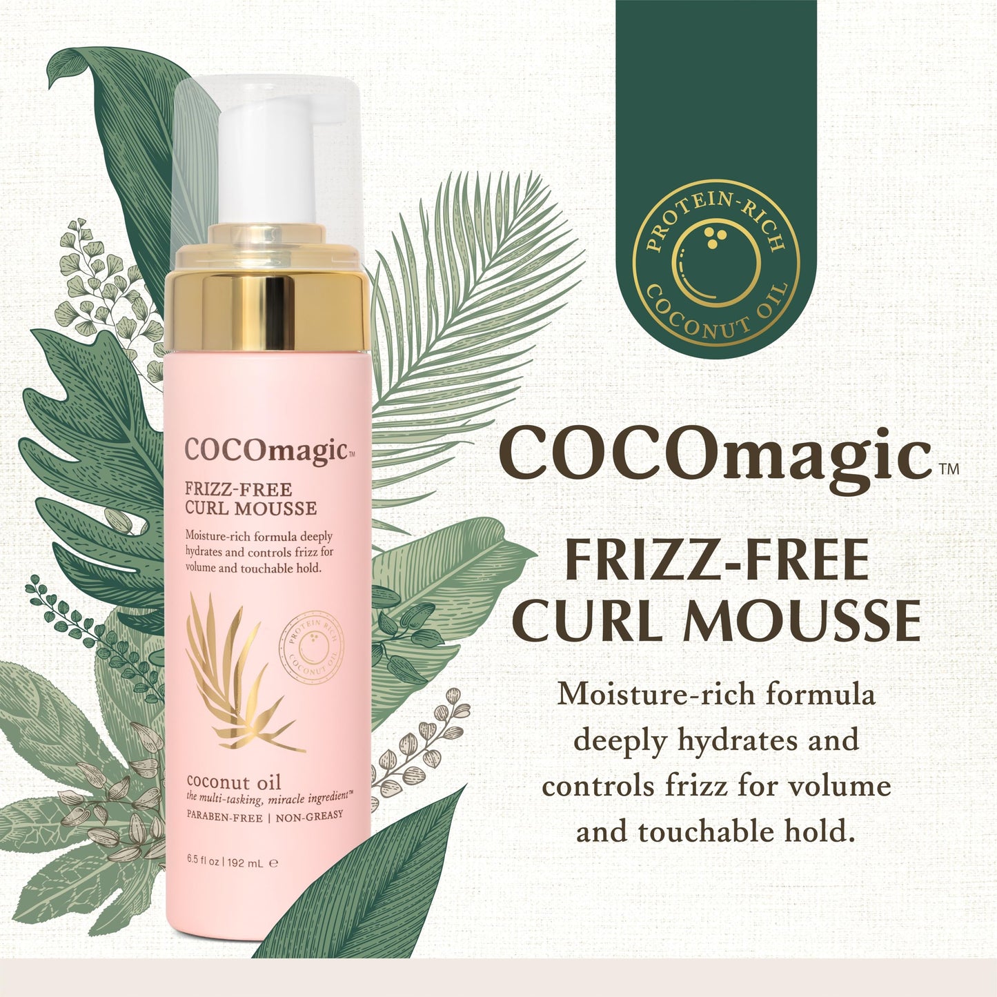 Cocomagic Frizz-Free Curl Mousse with Coconut Oil | Defines & Controls Curls with Soft Hold & Hydration | Non-Greasy, Paraben-Free, Gentle for All Beauty & Personal Care Cocomagic