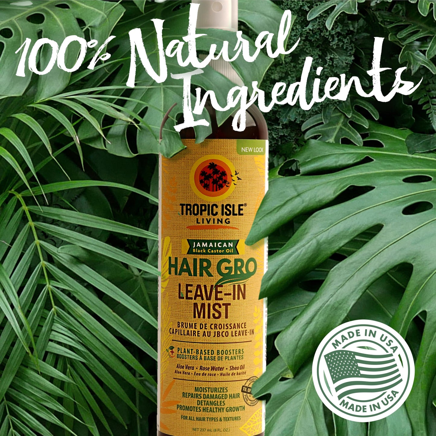 Tropic Isle Living Hair Gro Leave-In Mist 8oz | Jamaican Black Castor Oil with Rose Water, Aloe Vera & Shea Oil Infused | Detangles and Treats Damaged Beauty & Personal Care Tropic Isle Living