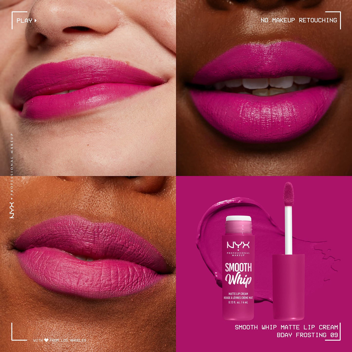 NYX PROFESSIONAL MAKEUP Smooth Whip Matte Lip Cream, Long Lasting, Moisturizing, Vegan Liquid Lipstick - Bday Frosting (Violet Red) Beauty & Personal Care NYX PROFESSIONAL MAKEUP