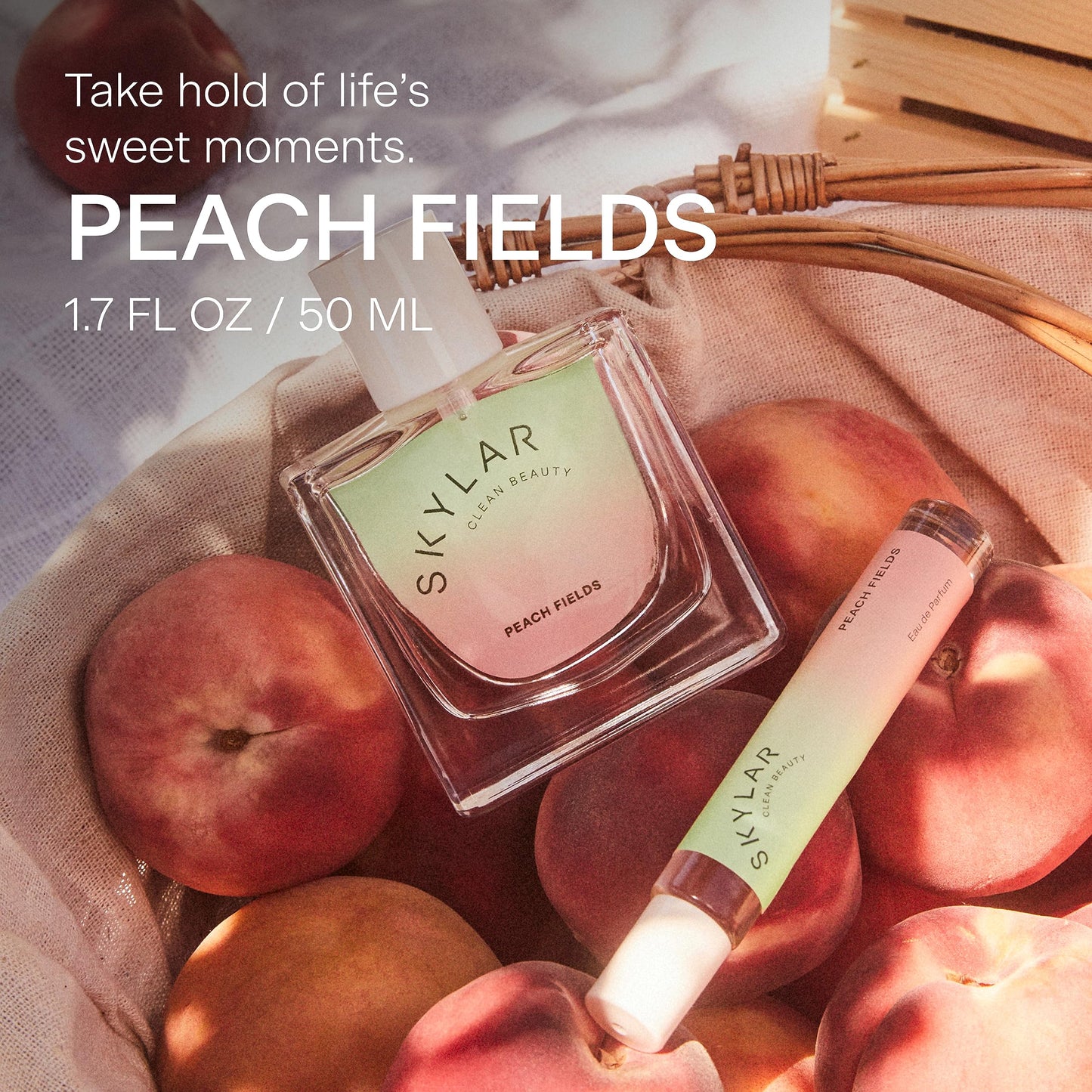 Skylar Peach Fields Travel Spray for Women - Mini Sweet Peach, Sandalwood, Vanilla Perfume - Hypoallergenic, Vegan, Clean Fragrance for Sensitive Skin Beauty & Personal Care Skylar