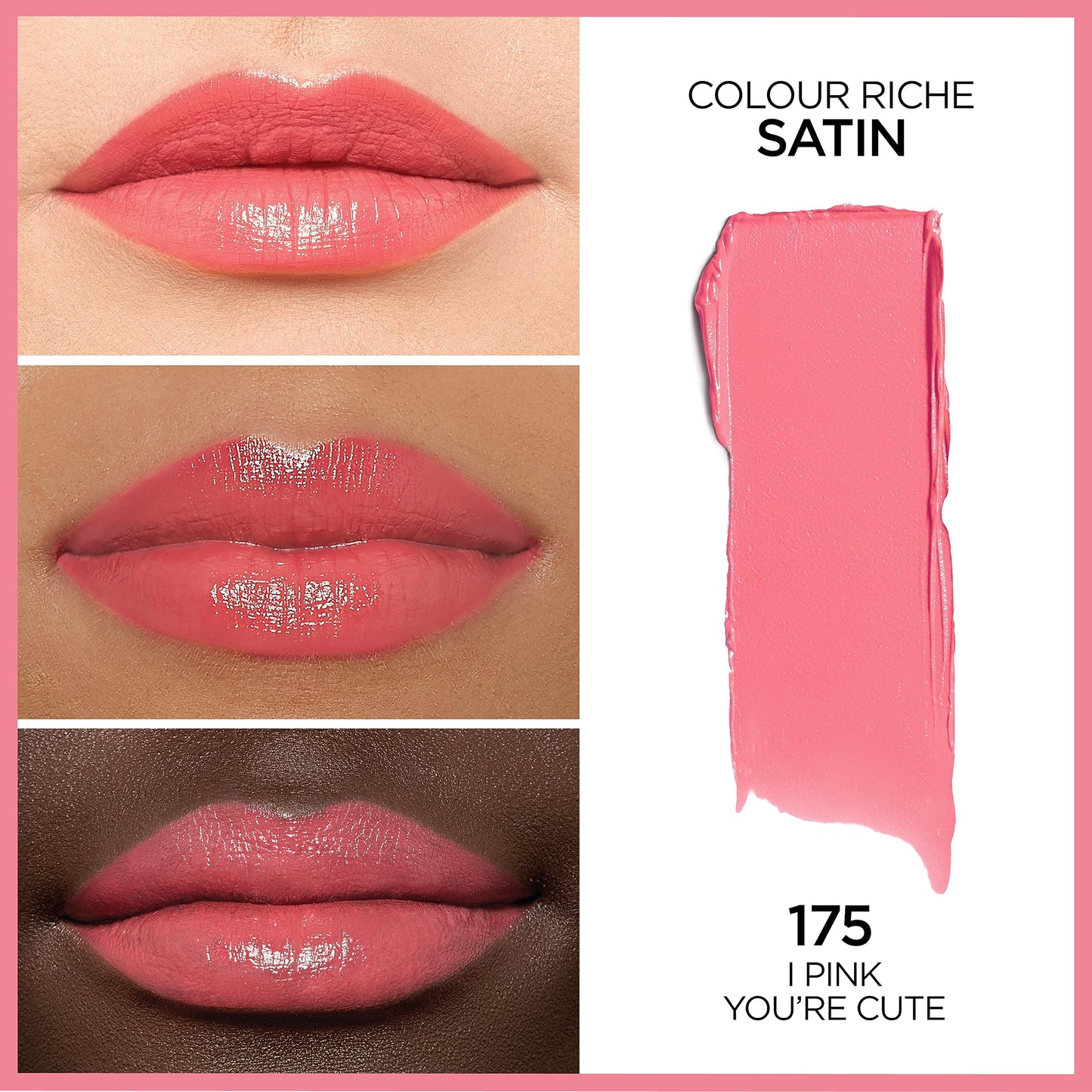 L'Oreal Paris Colour Riche Original Creamy, Hydrating Satin Lipstick with Argan Oil and Vitamin E, I Pink You're Cute , 1 Count Beauty & Personal Care L'Oreal Paris
