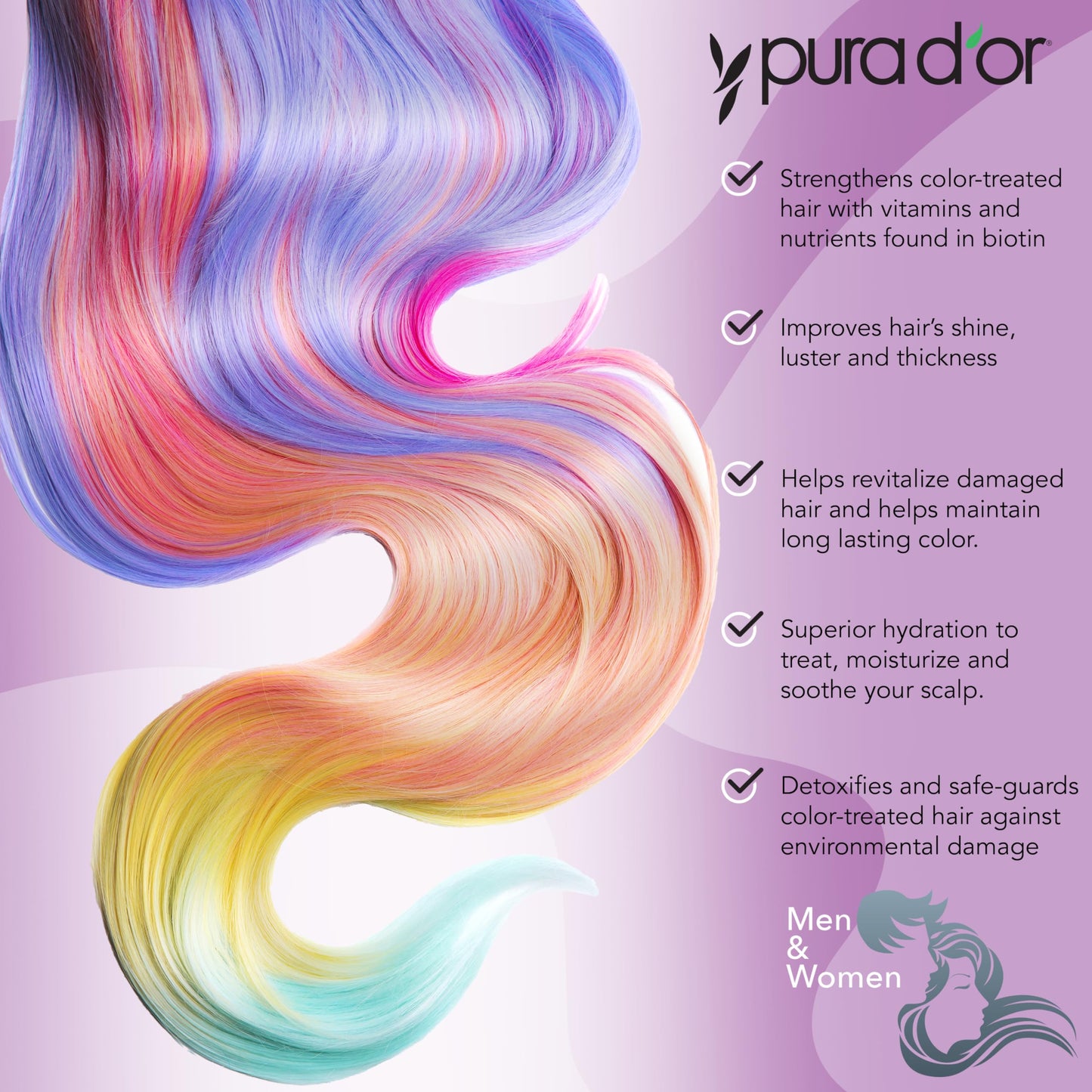 PURA D'OR Purple Shampoo & Conditioner (16oz x 2) ColorHarmony Biotin Set For Bleached, Blonde, Silver & Color Treated Hair - Keratin, Bamboo Fiber Beauty & Personal Care PURA D'OR