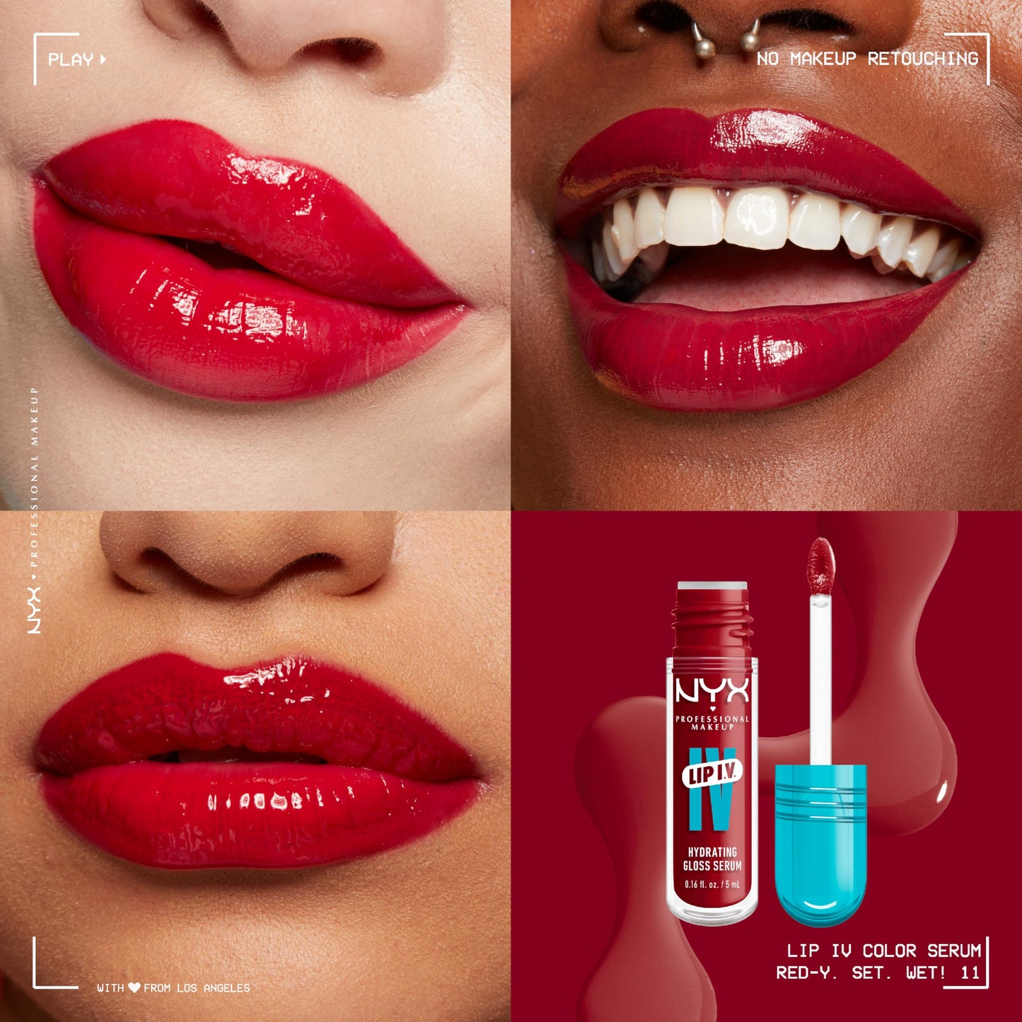 NYX PROFESSIONAL MAKEUP Lip IV Hydrating Glossy Lip Stain with 12HR Hydration - Red-y Set Wet (Red) Beauty & Personal Care NYX PROFESSIONAL MAKEUP