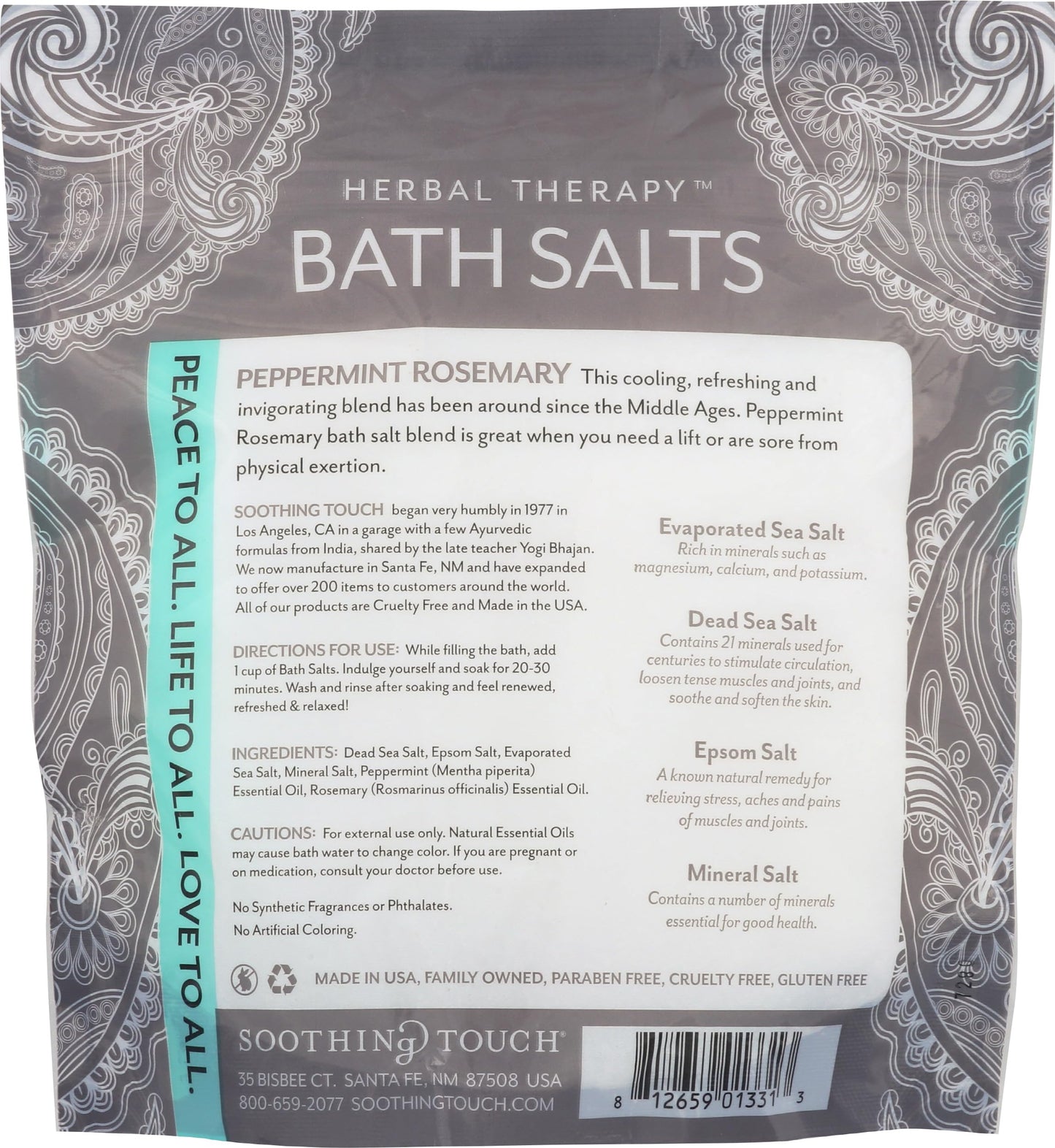 Soothing Touch Peppermint Rosemary Invigorating Bath Salts Pouch, 32 Oz Beauty and Personal Care Soothing Touch
