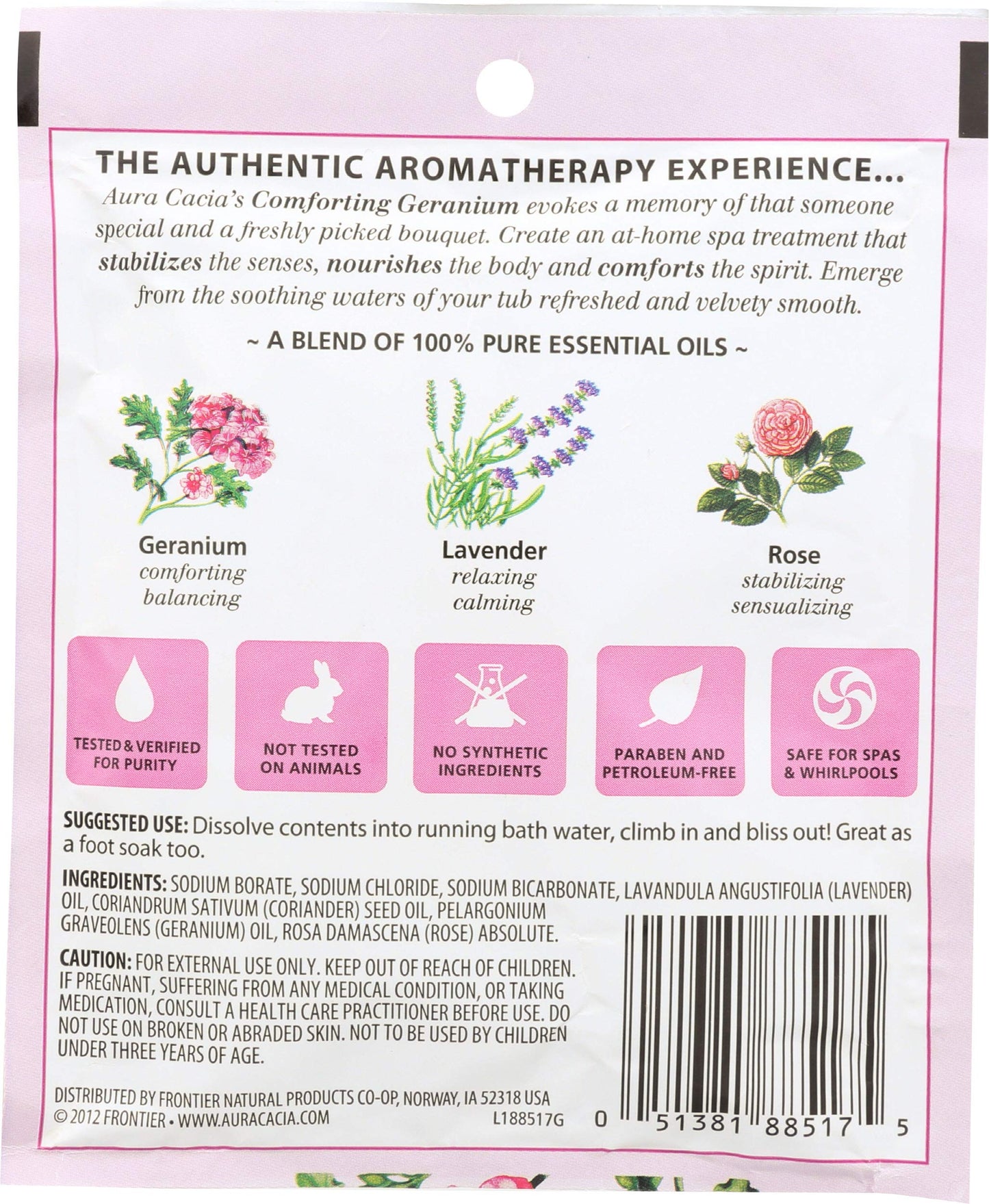 Aura Cacia Comforting Geranium Aromatherapy Mineral Bath 2.5 Oz. Packet Beauty and Personal Care Aura Cacia