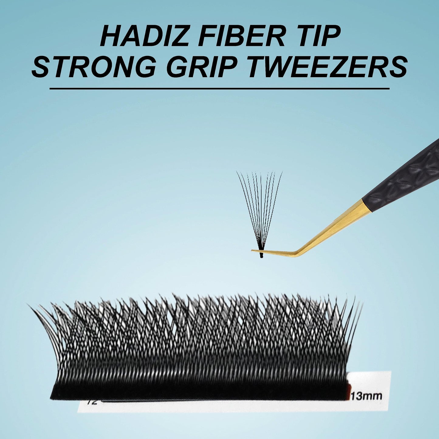 HADIZ Set of 4 Fiber Tip Diamond Grip Eyelash Extensions Tweezers Japanese Stainless Steel Lash Tweezer(Black) Beauty and Personal Care HADIZ