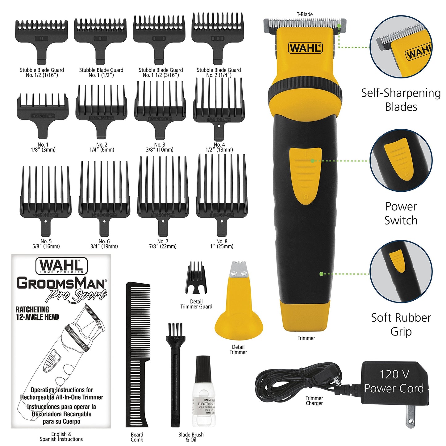 Wahl Lifeproof Rechargeable Trimmer No.09953-1601 for Beards/Mustache/Goatee with Self Sharpening Blades, 1.05 Pound Beauty and Personal Care Wahl