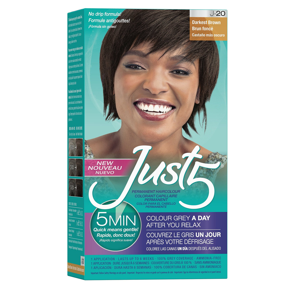 Just 5 Women's 5 Minute Permanent Hair Color with Conditioner, Grey Hair Coloring for Women - Darkest Brown Beauty & Personal Care Just 5
