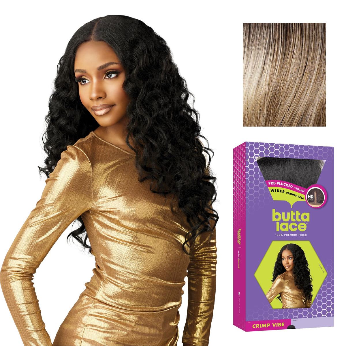 Sensationnel Butta LaceWig-Crimp Vibe, BALAYAGEASHBLONDE