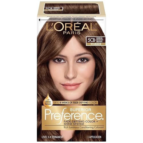 L'Oreal Paris Superior Preference Fade-Defying Color + Shine System, 5CB Medium Chestnut Brown (Packaging May Vary) Beauty & Personal Care L'Oreal Paris