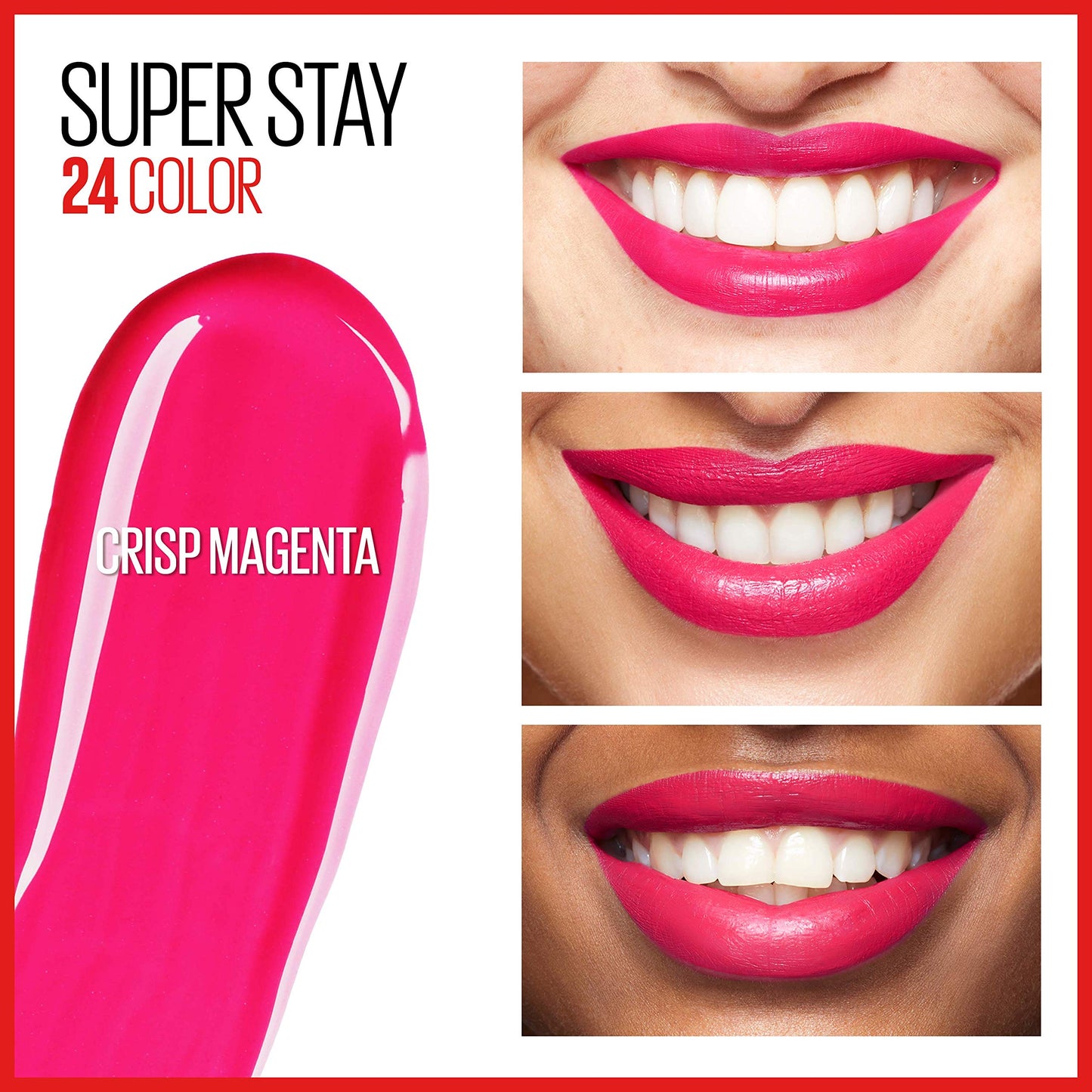 Maybelline Super Stay 24, 2-Step Liquid Lipstick Makeup, Long Lasting Highly Pigmented Color with Moisturizing Balm, Crisp Magenta, Neon Pink, 1 Count Beauty & Personal Care MAYBELLINE