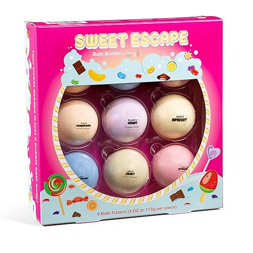 Sweet Escape Candy Fruity Juicy Sweet Treat Bomb Bath Fizzers Bath Bomb Gift Set for Women - 9 Large Bath Bombs Aromatherapy Luscious Fragrance Bath… Beauty & Personal Care Freida and Joe
