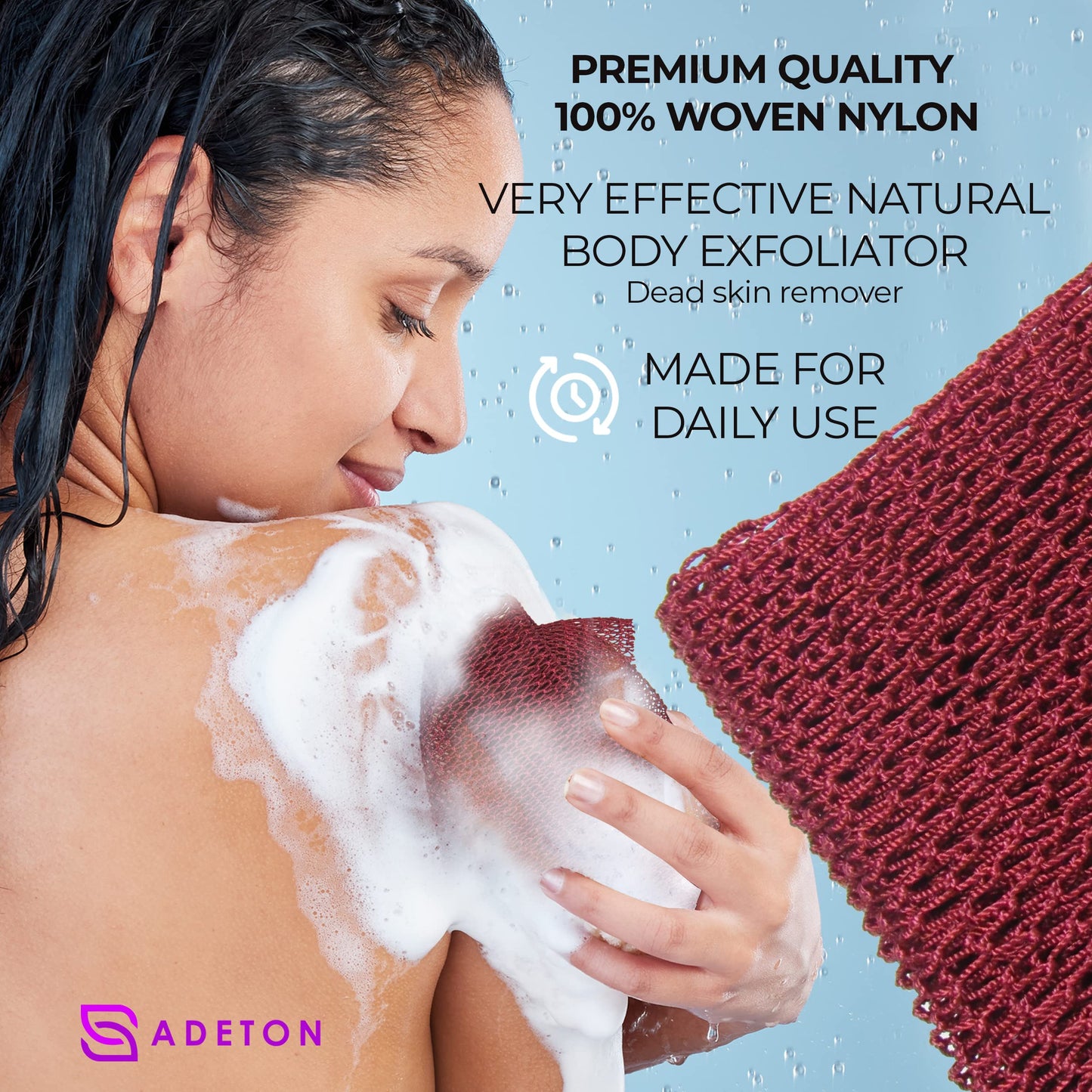Adeton African Net Sponge, Authentic, Real, Black Owned, Exfoliating Bath Wash Cloth, Net Sponge, Body Exfoliator, Sapo, Shower Bath Accessories, Back Beauty & Personal Care ADETON